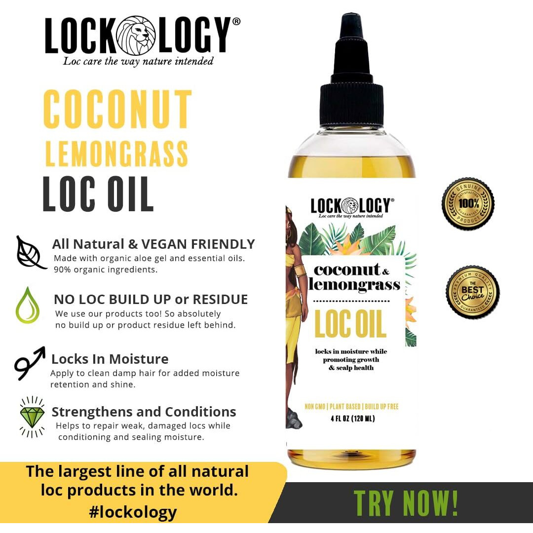 Lockology Loc Oil Coconut Lemongrass Loc Moisturizer For Dreads Hair Oil For Locs Products For Dreadlock Products