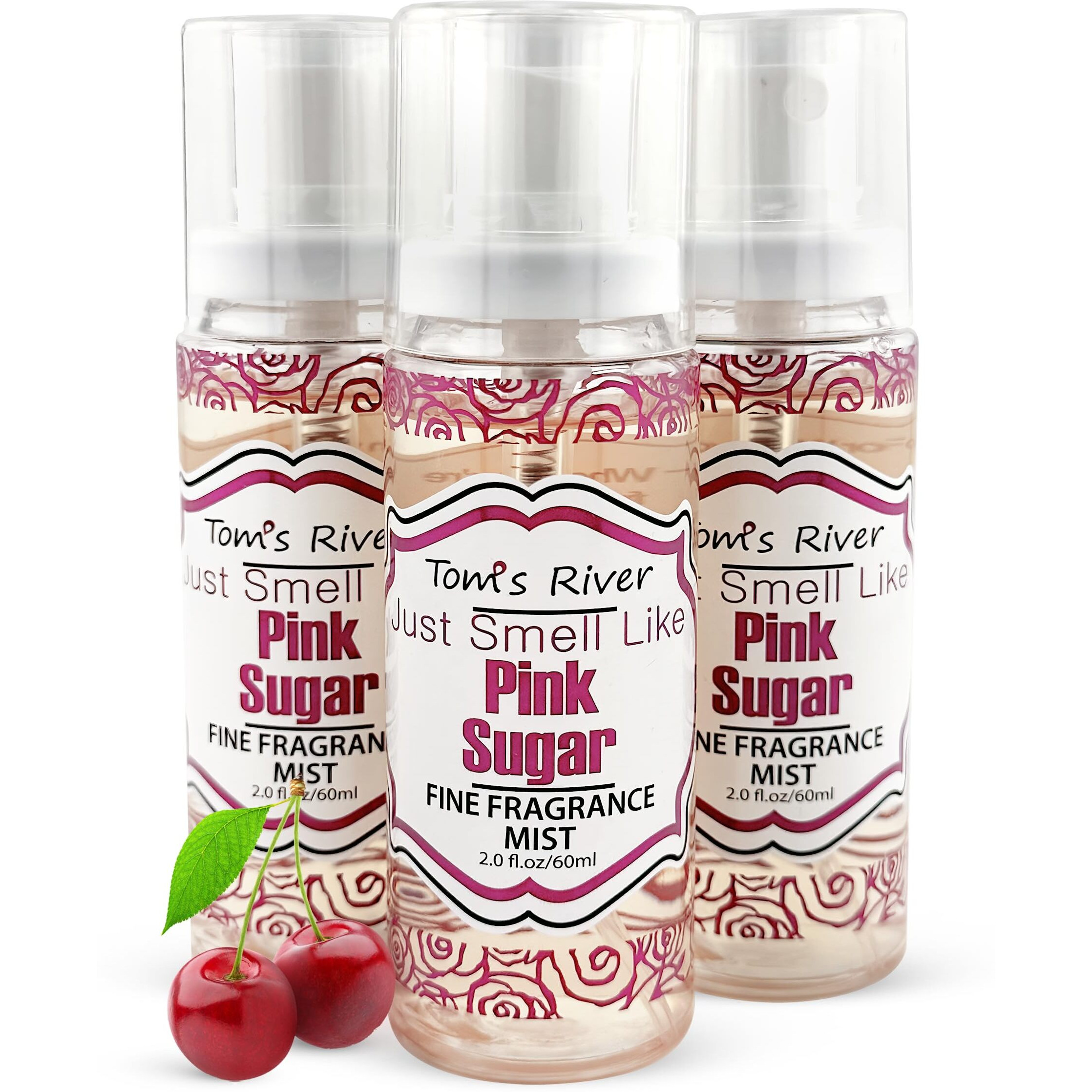 Tom's River Fine Fragrance Body & Hair Mist | Pink Sugar Scented (Pack Of 3) | For Daily Use | Travel-Friendly | 2 Fl Oz/ 60Ml Per Bottle