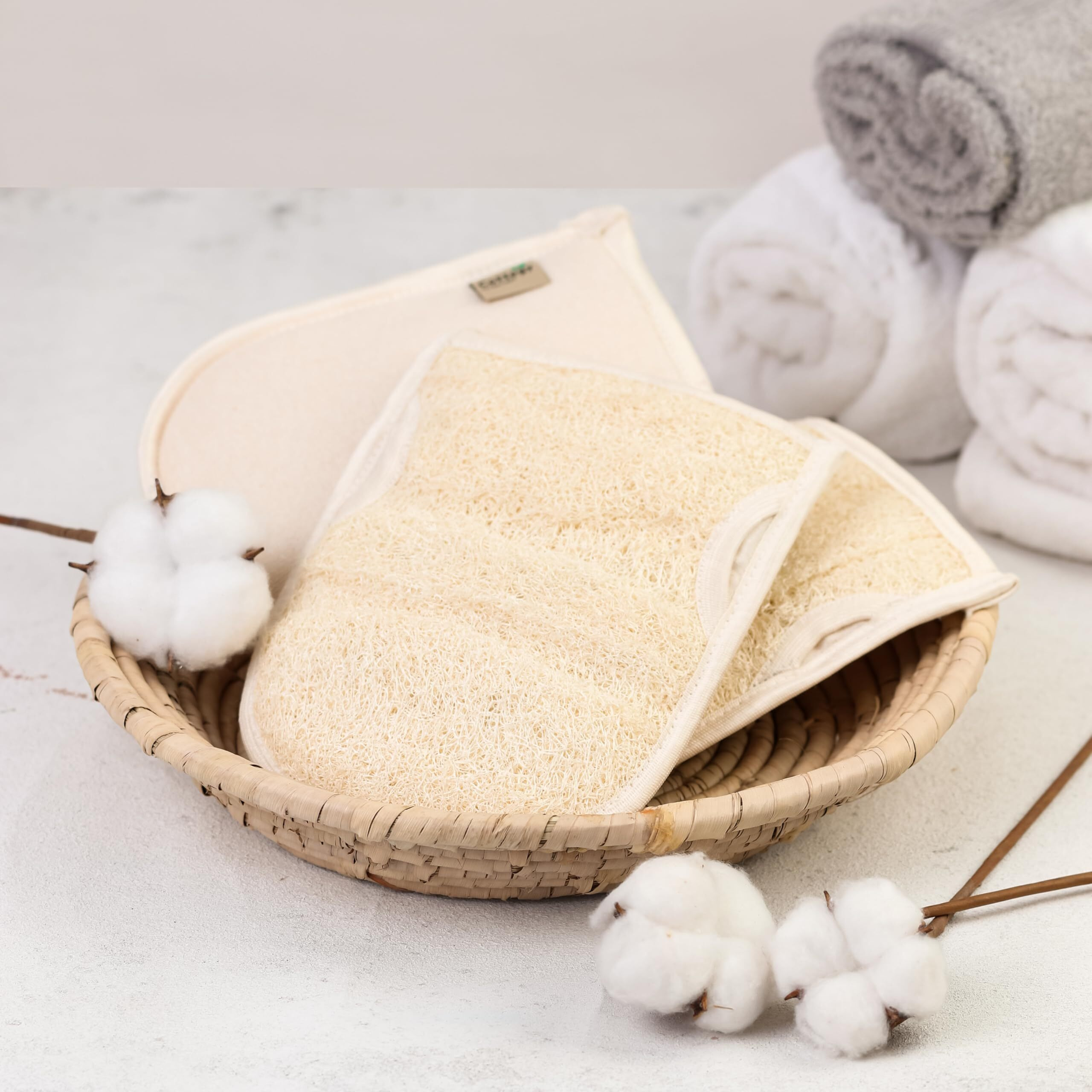 Cottegy Premium Exfoliating Loofah Gloves - Natural Egyptian Loufa Sponge Body Scrubber Mitts For Soft, Radiant Skin - Gentle Exfoliation & Deep Clean (1-Pack) (Count 1)