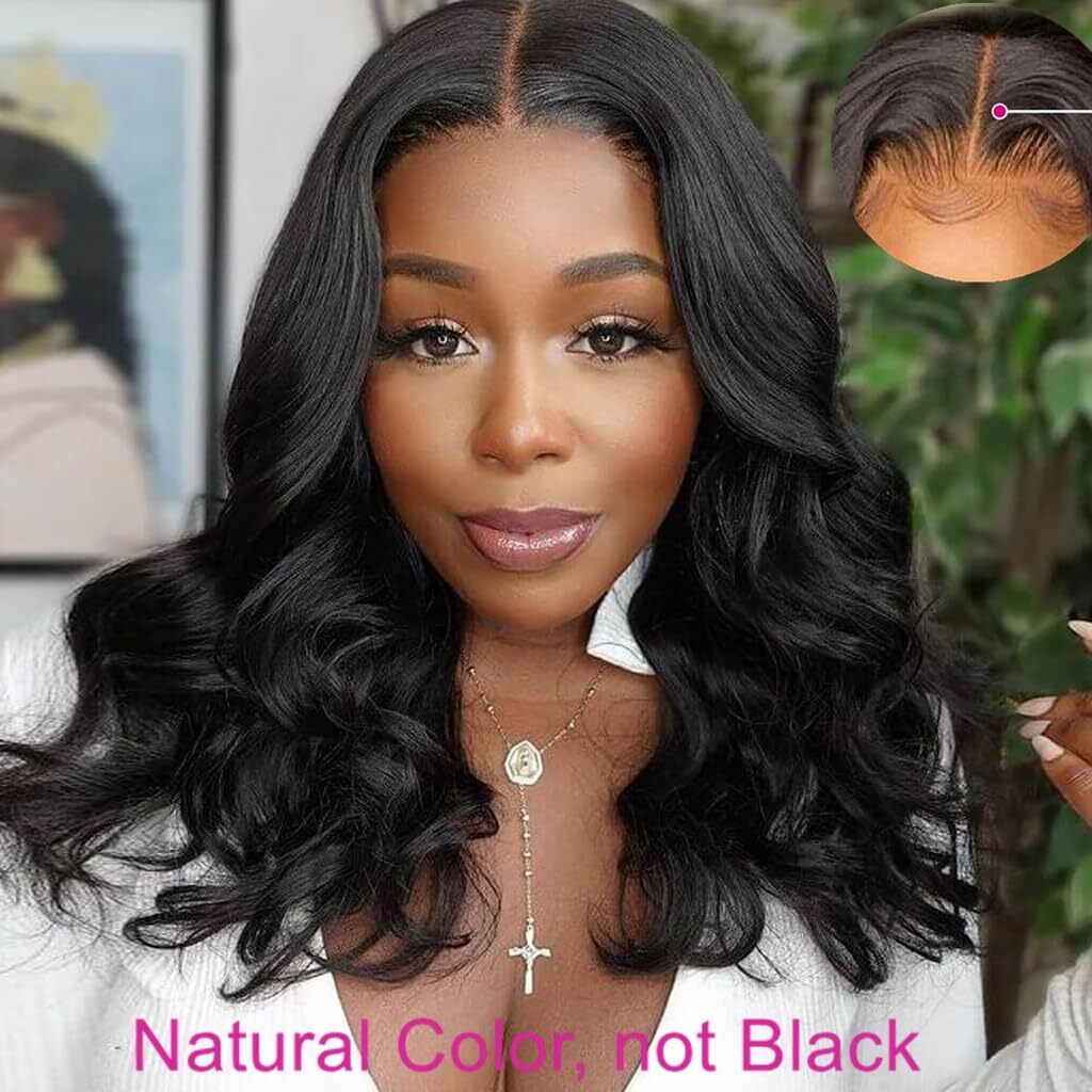 Emistar Wavy V Part Wig Wear And Go Glueless Upgrade U Part Wig Body Wave Natural Black Synthtic Hair Soft As Human Hair Half Wigs For Black Women 180% Density (Black, 18 Inch)