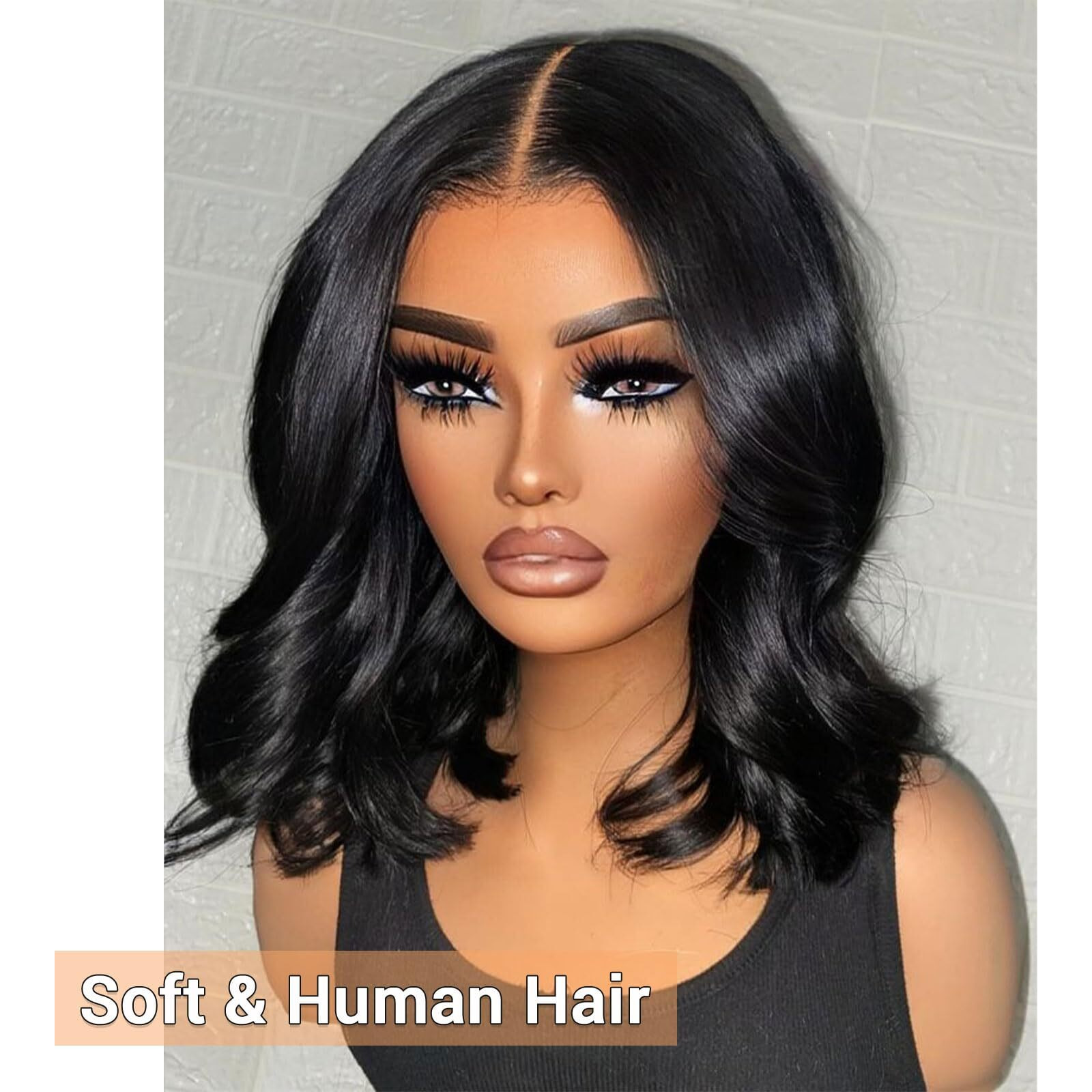 Mootaful Bob Wig Human Hair 13X4 Hd Lace Front Wigs Human Hair Pre Plucked 200% Density Glueless Short Body Wave Bob Wigs For Black Women With Baby Hair 12 Inch