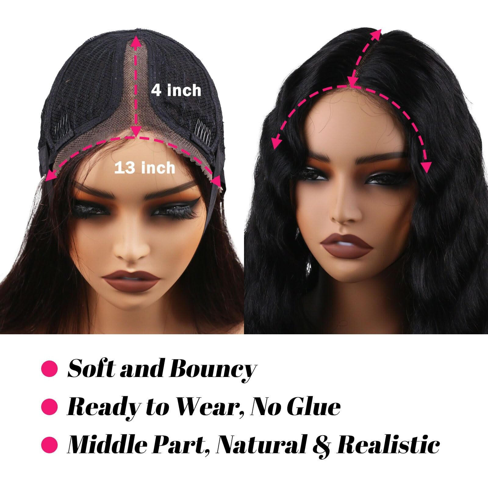 Manemajesty 34 Inch Body Wave Lace Front Wigs Human Hair Wear And Go Glueless Wigs Human Hair Pre Plucked Pre Cut T Part Hd Lace Front Wig 180% Density Natural Layered Wig
