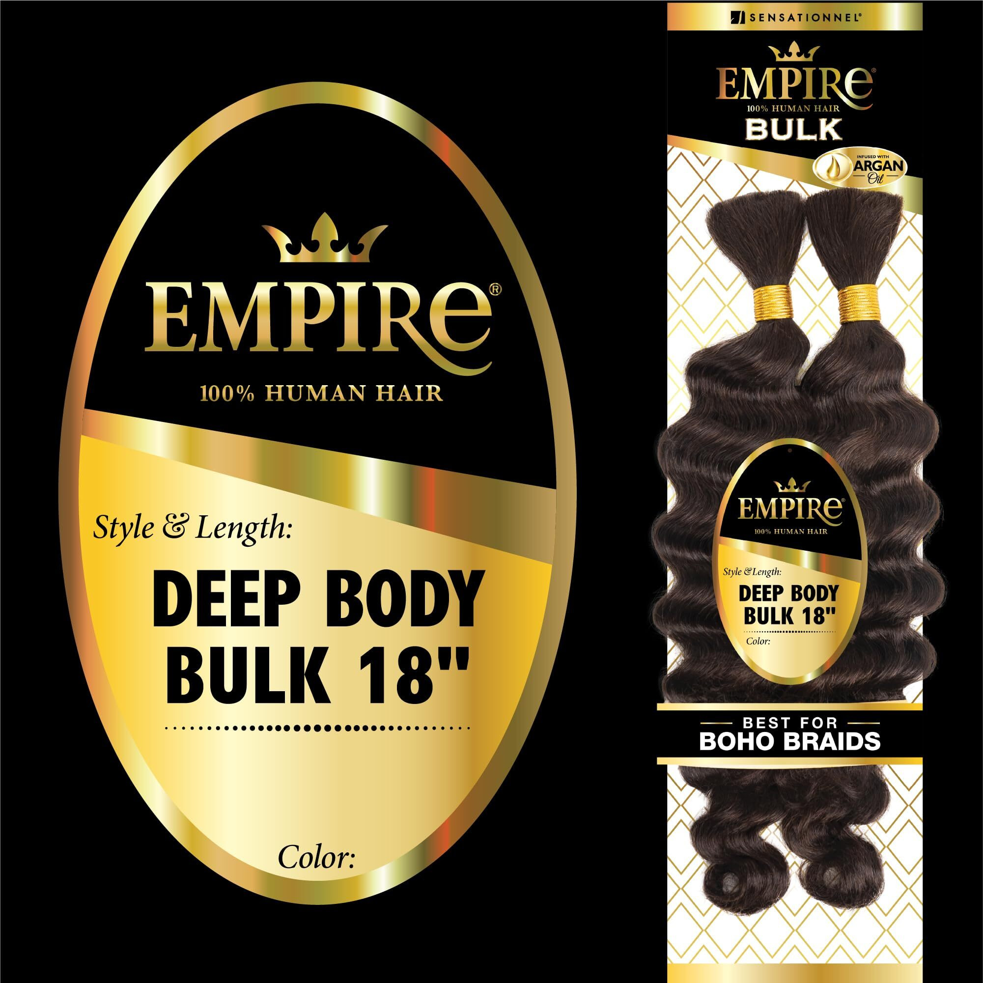 Sensationnel Empire Bulk Braiding - Deep Body Human Hair Braids For Knotless Boho Box Or Curly Loose Wave Styles - 1 Pack (18 Inch, 2 Darkbrown)