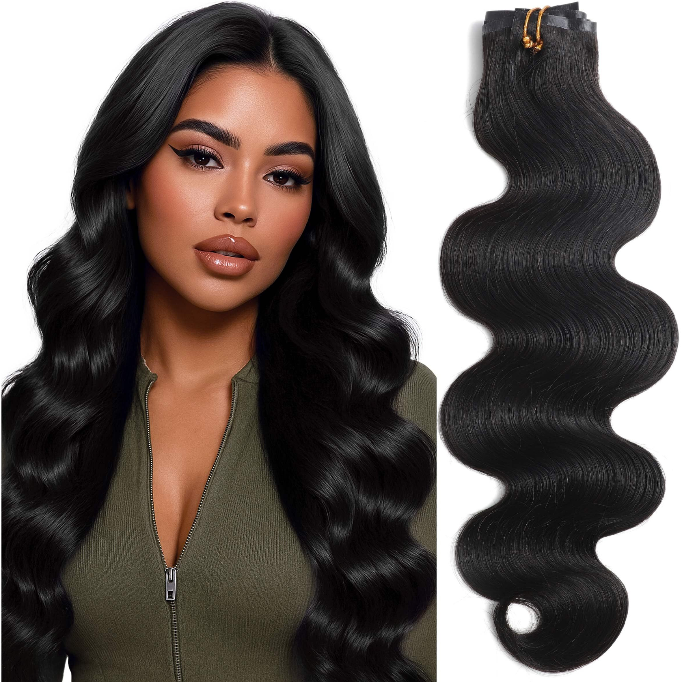 Anrosa 14 Inch Body Wave Clip In Extensions Real Human Hair Extensions Clip Ins Natural Black Pu Clip Human Hair Extensions For Black Women 1B 115G 8Pcs