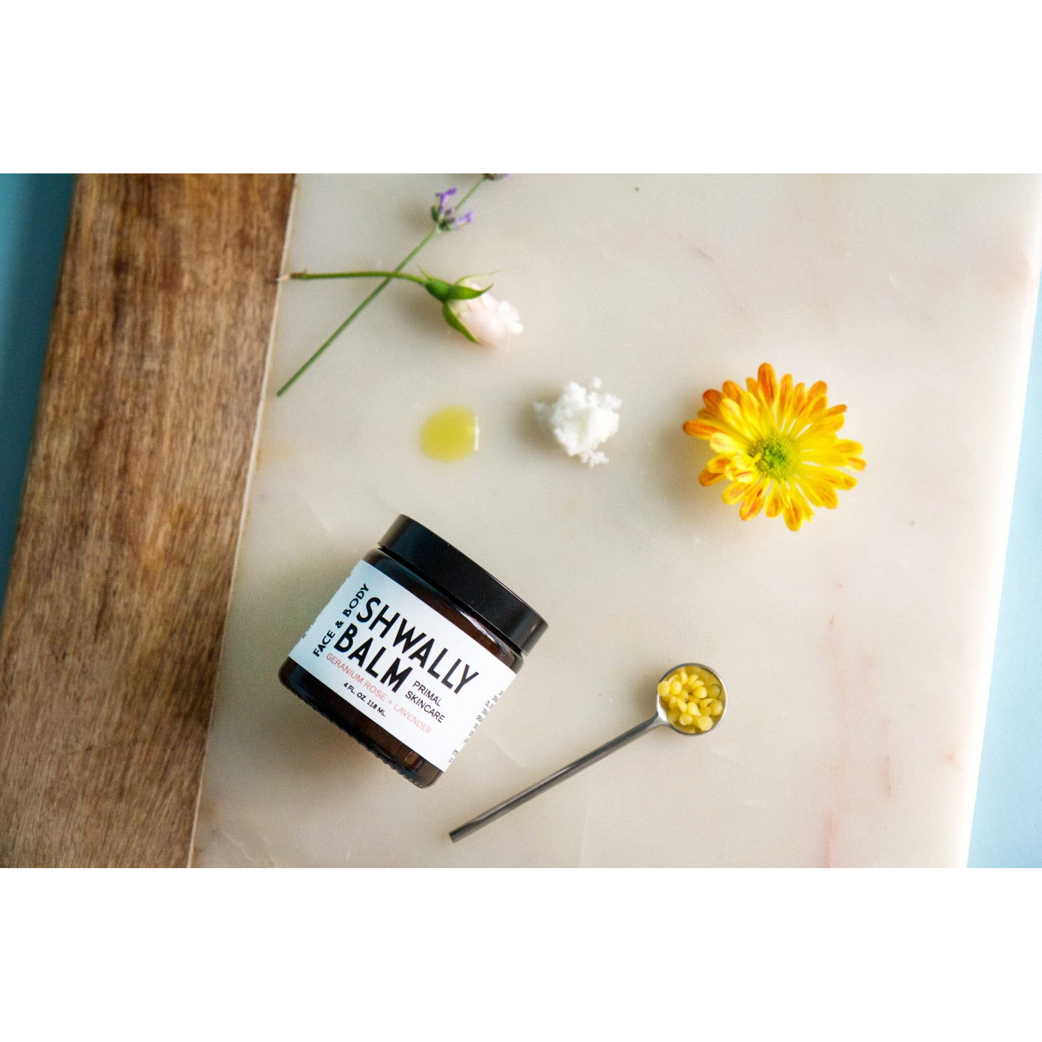 Shwally Tallow & Calendula Face & Body Balm - Paleo & Primal Tallow Moisturizer - 100% Grass Fed Tallow With Calendula Flowers - Rich In Vitamin A - 8 Oz (Organic Geranium Rose + Lavender, 8)