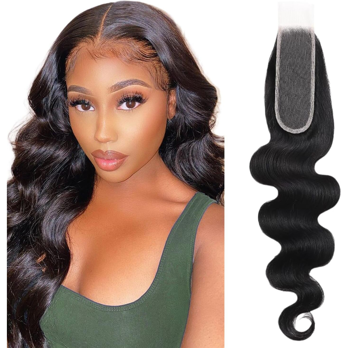 2X6 Hd Lace Closure Human Hair Body Wave 20 Inch 2 By 6 Hd Lace Closure Human Hair Brazilian Virgin Human Hair Pre Plucked With Baby Hair Natural Black