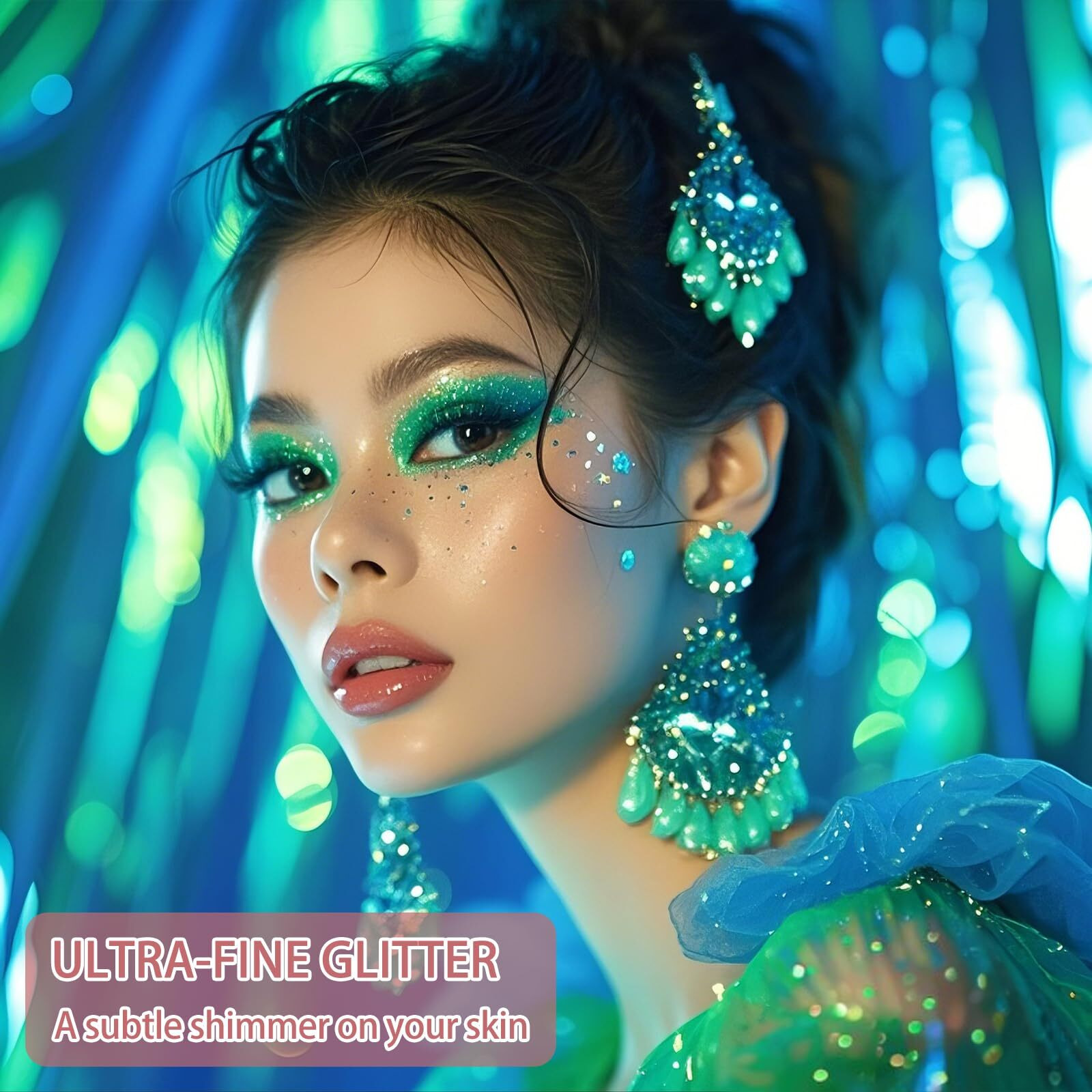 Etercycle Body Shimmer Spray, Green Hair Glitter Spray Sparkly Gifts, Face Glitter For Women Longwear And Quick Drying Fine Glitter Makeup For Y2K Accessories, Party, Stage Shows, Nightclubs, Bar