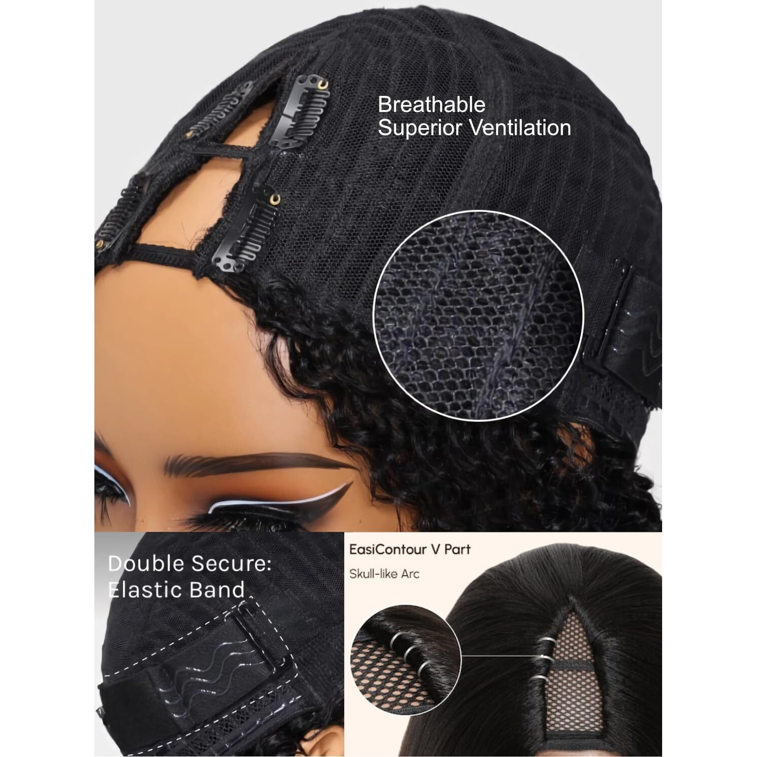 Julia Hair 12A Ombre Highlight V Part Wig Body Wave Human Hair Wigs Upgrade U Part Shadow Root Balayage Glueless Virgin Hair Clip In Half Wig No Gel No Leave Out No Sew-In Beginner Friendly 14 Inch