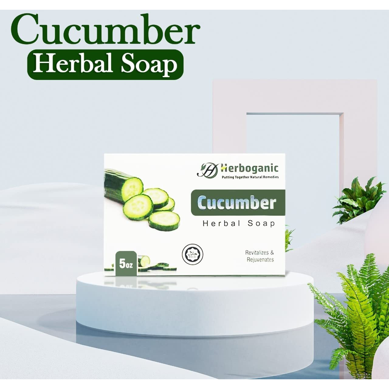 Herboganic Cucumber Herbal Soap | Pack Of 3 Of 5Oz Soap Bar | Natural Bar Soap For Face And Body | Hydrating And Nourishing | Suitable For Men And Women