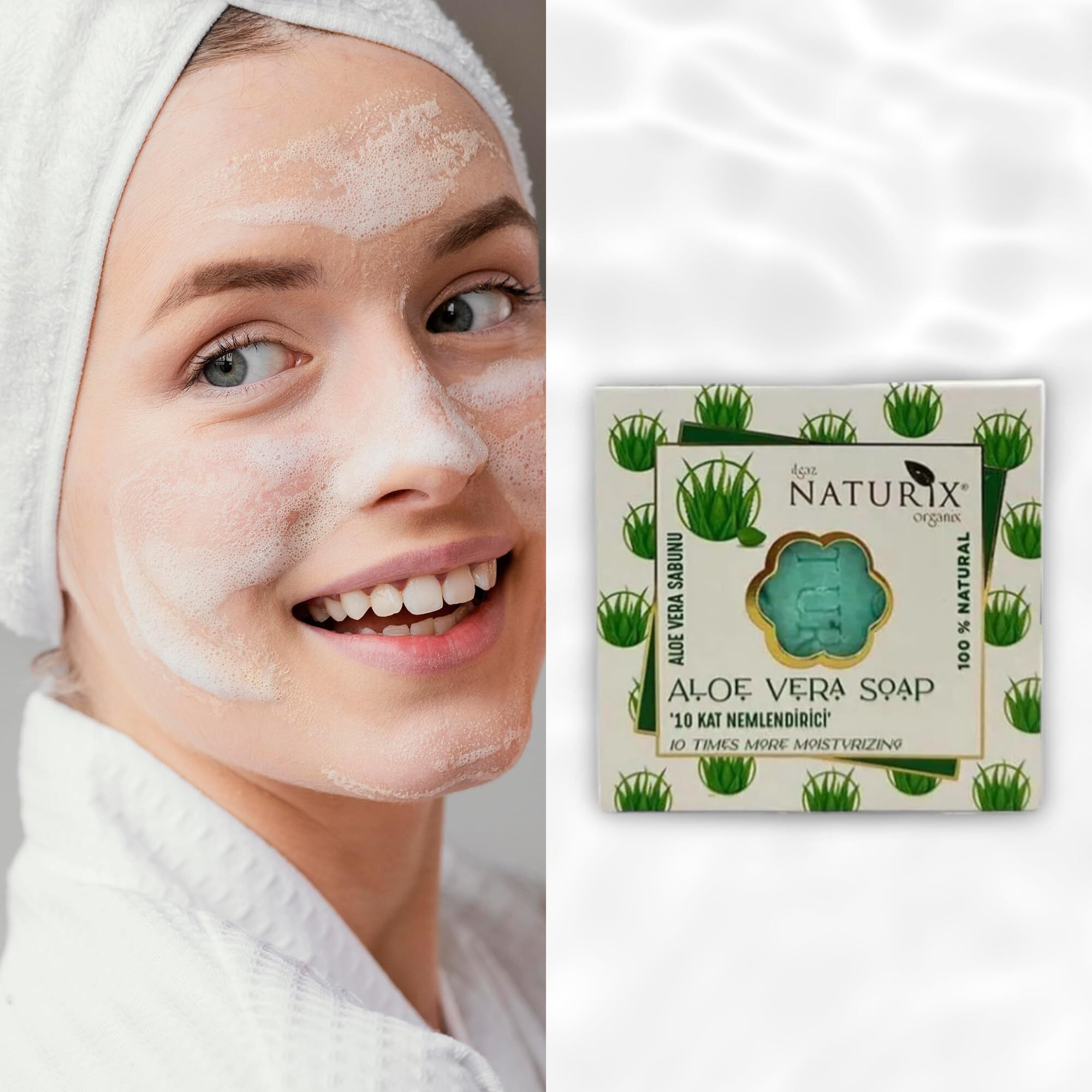 Limopa Organic Bar Soap Moisturizing Soap Made From Natural Oil | Hair Hand Face Body Bath Wash | Skin Care Cleanser Shampoo (Aloa Vera)