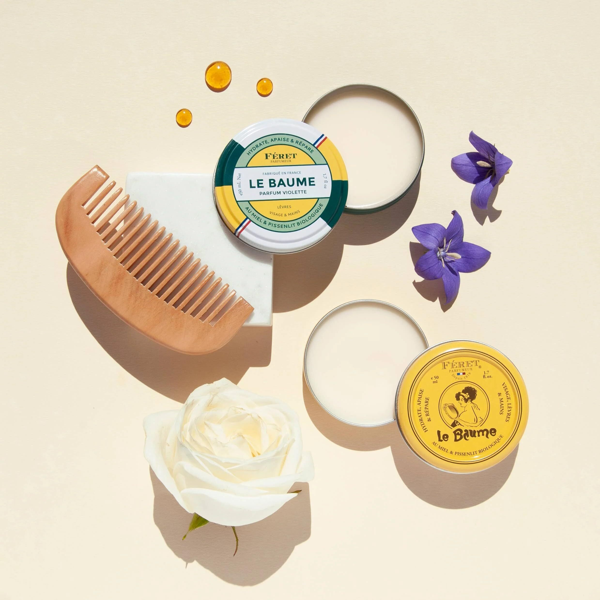 F  Ret Parfumeur Le Baume, Natural Multipurpose Moisturizing Balm, Face Lips And Body, Made In France (0.52 Fl Oz / 15 Ml, Rose)