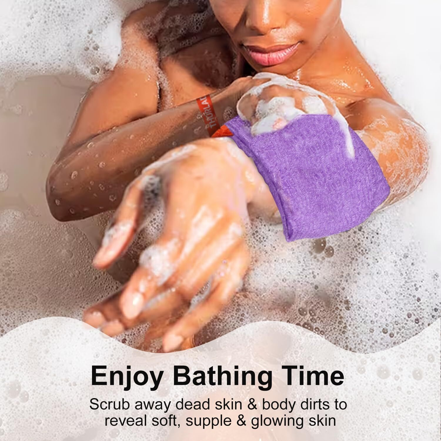 Thurlady Reusable Deep Exfoliating Soap Bag, 2 Pack Soap Saver Bag, With 1 African Net Sponge, Exfoliating Body Scrubber, Body Sponges For Shower, Bath Loofah, With 1 Travel Pouch