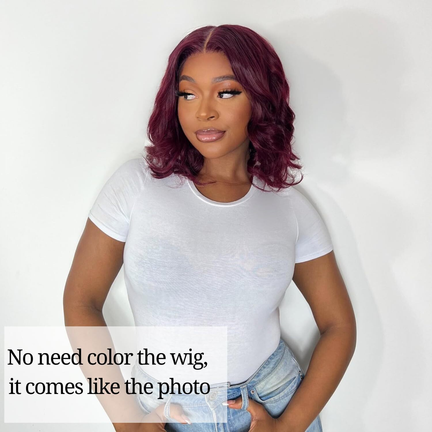 Alher Dark Burgundy 2X6 Hd Lace Closure Human Hair Body Wave, 12A Wine Red 99J Long Deep Parting 2 By 6 Hd Transparent Lace Closure Middle Part Kim K Closure Wavy With Baby Hair (2X6 Closure, 12 Inch)