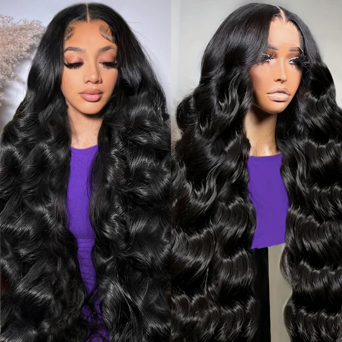 Mziio 26 Inch 13X4 Body Wave Lace Front Wigs Human Hair Pre Plucked 200% Density Hd Transparent Lace Frontal For Women 12A Glueless Wigs Human Hair With Baby Hair