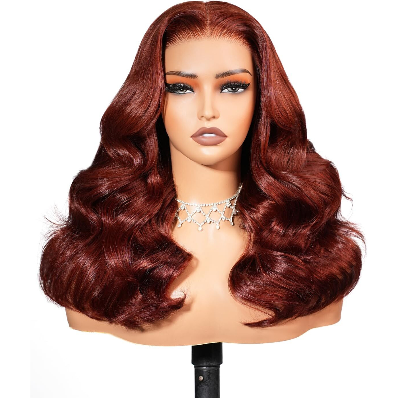 Arabella 5X6 Glueless Wigs 33 Reddish Brown Wigs Human Hair Pre Plucked Pre Cut 230% Density Glueless Wigs 100% Human Hair 12A Hair Wig Pre Plucked Bleached Knots Loose Body Wave Wig 20Inch