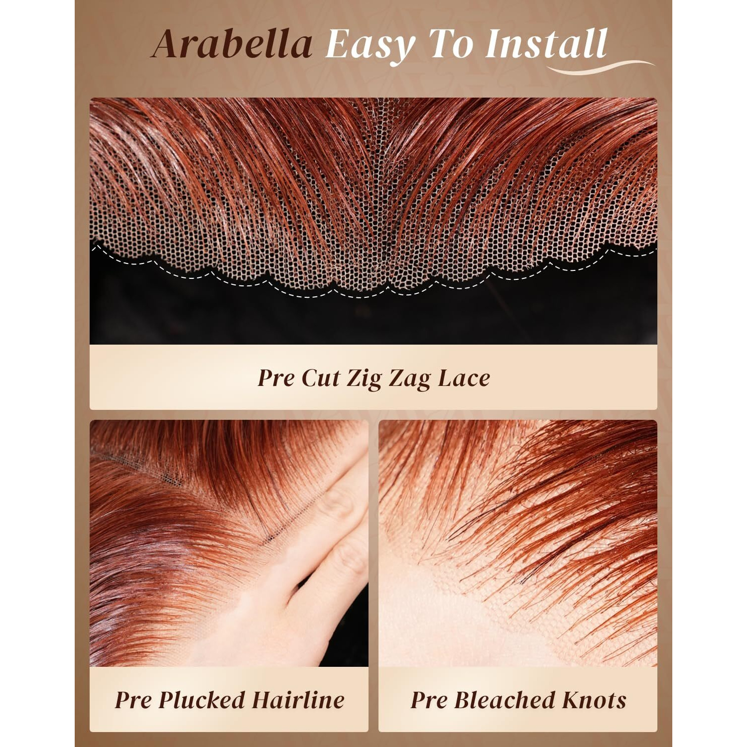 Arabella 5X6 Glueless Wigs 33 Reddish Brown Wigs Human Hair Pre Plucked Pre Cut 230% Density Glueless Wigs 100% Human Hair 12A Hair Wig Pre Plucked Bleached Knots Loose Body Wave Wig 20Inch