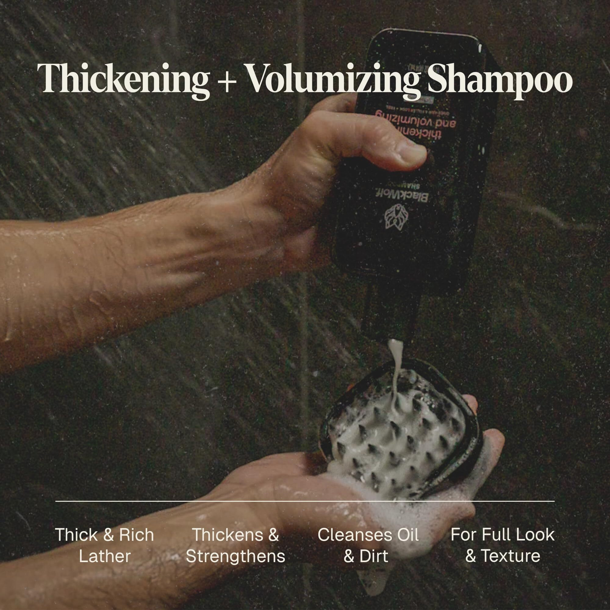 Black Wolf Thickening & Volumizing Hair Shampoo For Men - Strengthening Hair Care Products For Volume & Body With Biotin, Keratin & Hydrolyzed Rice Protein - Curly, Straight, Oily & Dry Haircare