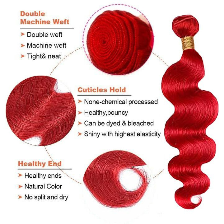 Red Bundles Human Hair Burgundy Body Wave Bundles 12 14 16 Inch Unprocessed 8A Brazilian Virgin Light Red Body Wave Bundle Human Hair Extensions