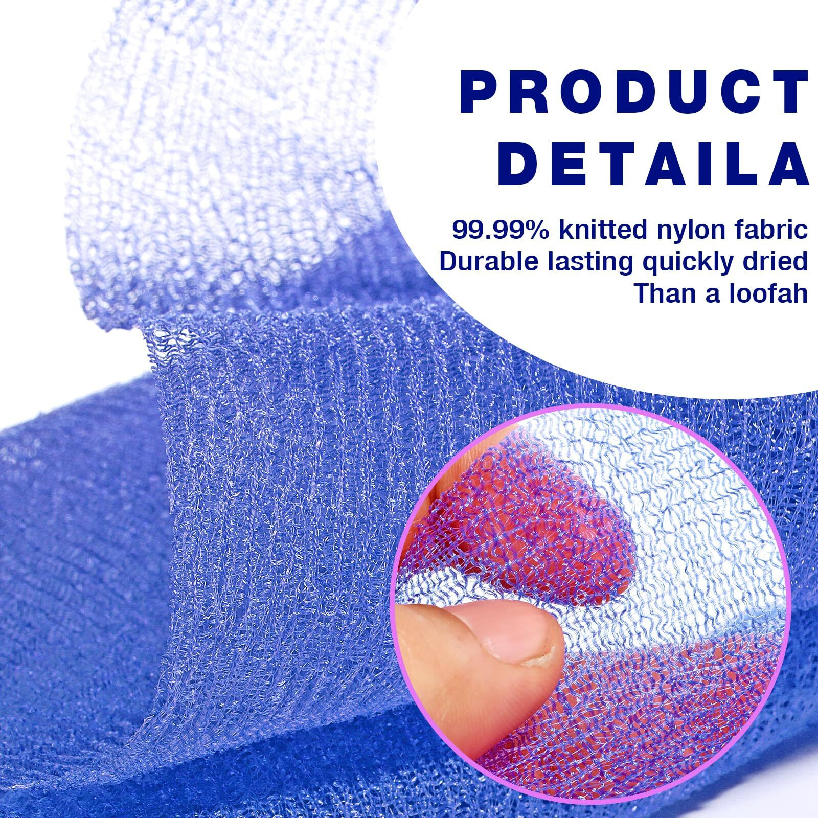 Spiralscgv Exfoliating Washcloth 4-Pieces - Extra Exfoliating African Net Sponge For Body & Face, Dual-Sided Scrubber, Quick-Dry & Long-Lasting(Blue Gray Brown Black)