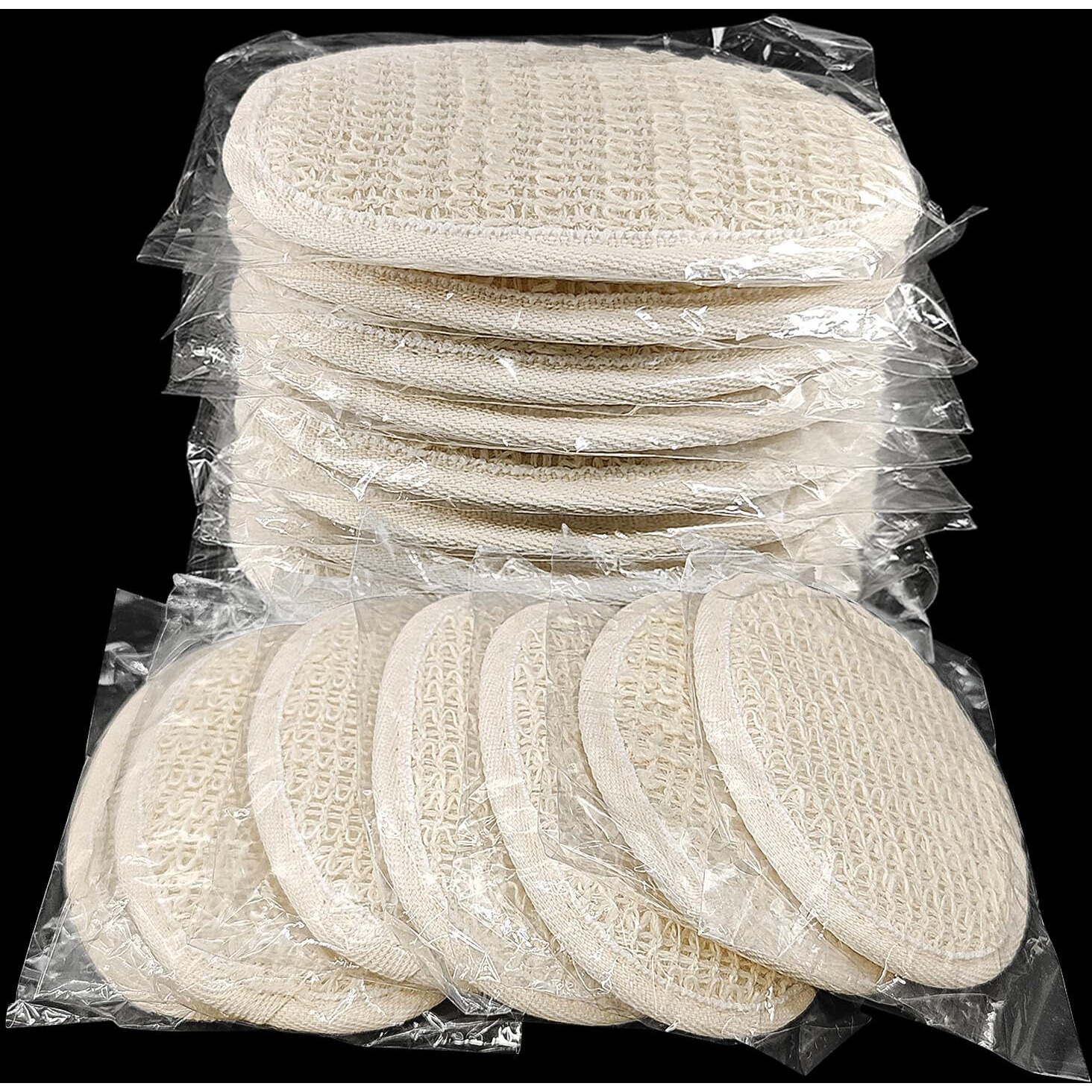 (120 Pack) Kheoxusa Loofah Individually Wrapped,Individually Wrapped Loofahs,Individually Wrapped Exfoliating Body Scrubbers,Natural Loofah Luffa Pad Sponge Pouf Brush For Travel Bath Shower-Beige