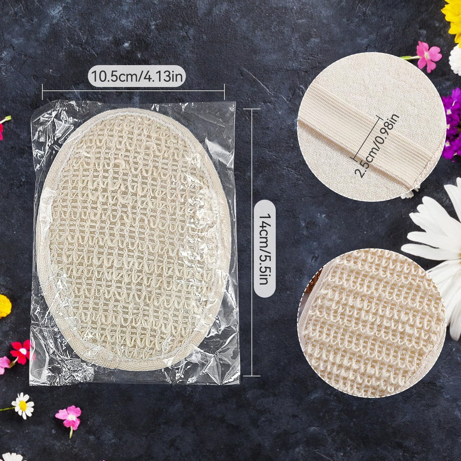 (120 Pack) Kheoxusa Loofah Individually Wrapped,Individually Wrapped Loofahs,Individually Wrapped Exfoliating Body Scrubbers,Natural Loofah Luffa Pad Sponge Pouf Brush For Travel Bath Shower-Beige