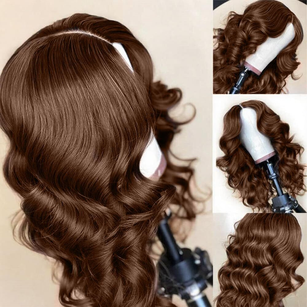 Thusiae 2X6 Skinlike Hd Lace Closure Wigs Human Hair, Chocolate Brown Lace Front Wig, Body Wave Human Hair Wig Pre-Plucked Bleached Knots 250% Density Hd Lace Closure Wigs 28 Inch