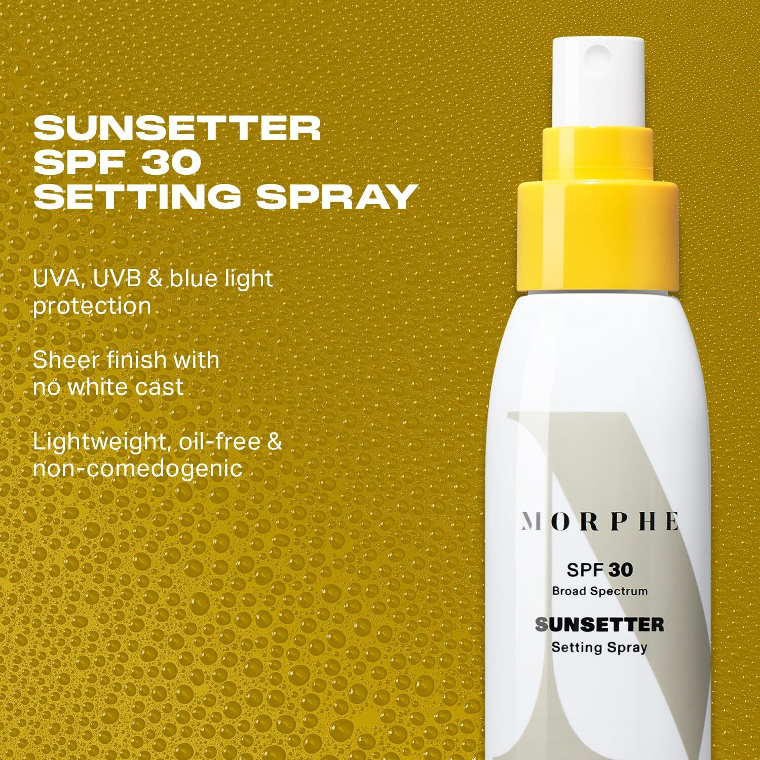 Morphe Sunsetter Spectrum Setting Spray - Broad Spectrum Spf 30 Makeup Setting Spray - Oil-Free Face Mist With No White Cast - Protects Against Sun & Blue Light (3.4 Fl Oz)