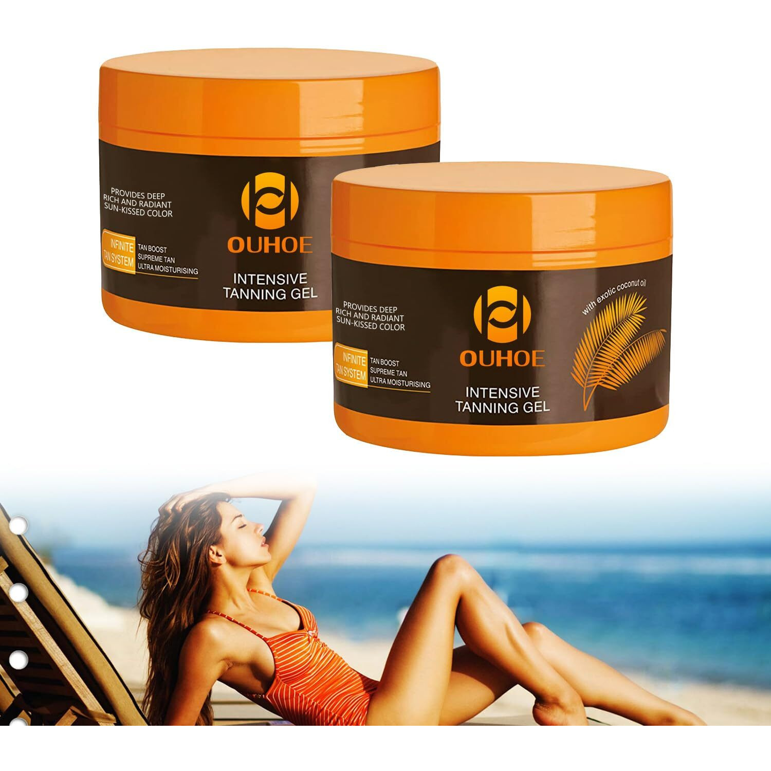 Luxury Intensive Tanning Gel, Intensive Tanning Luxe Gel, Natural Tanning Cream Gel For Natural Tan Skin, Brown Tanning Gel For Sunbeds & Outdoor Sun (2Pcs)