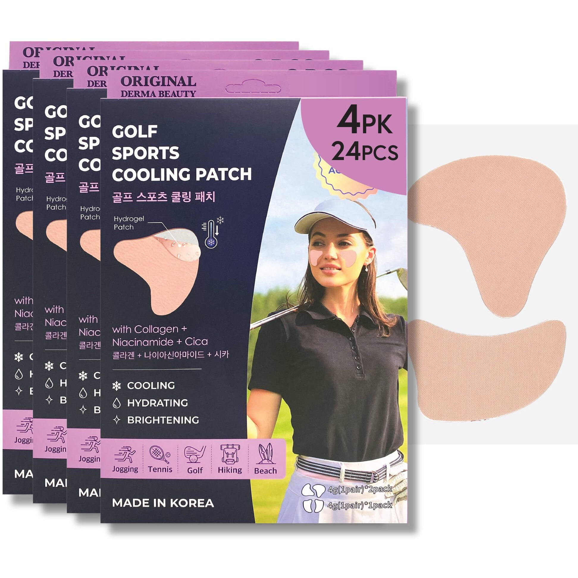 Sun Patch 24 Patches (4Pk) - Korean Under Eye & Cheek Uv Protection Patches - Spf Sunscreen Stickers For Outdoor Sports & Golf | Made In Korea Sunblock Face Patches For Women & Men