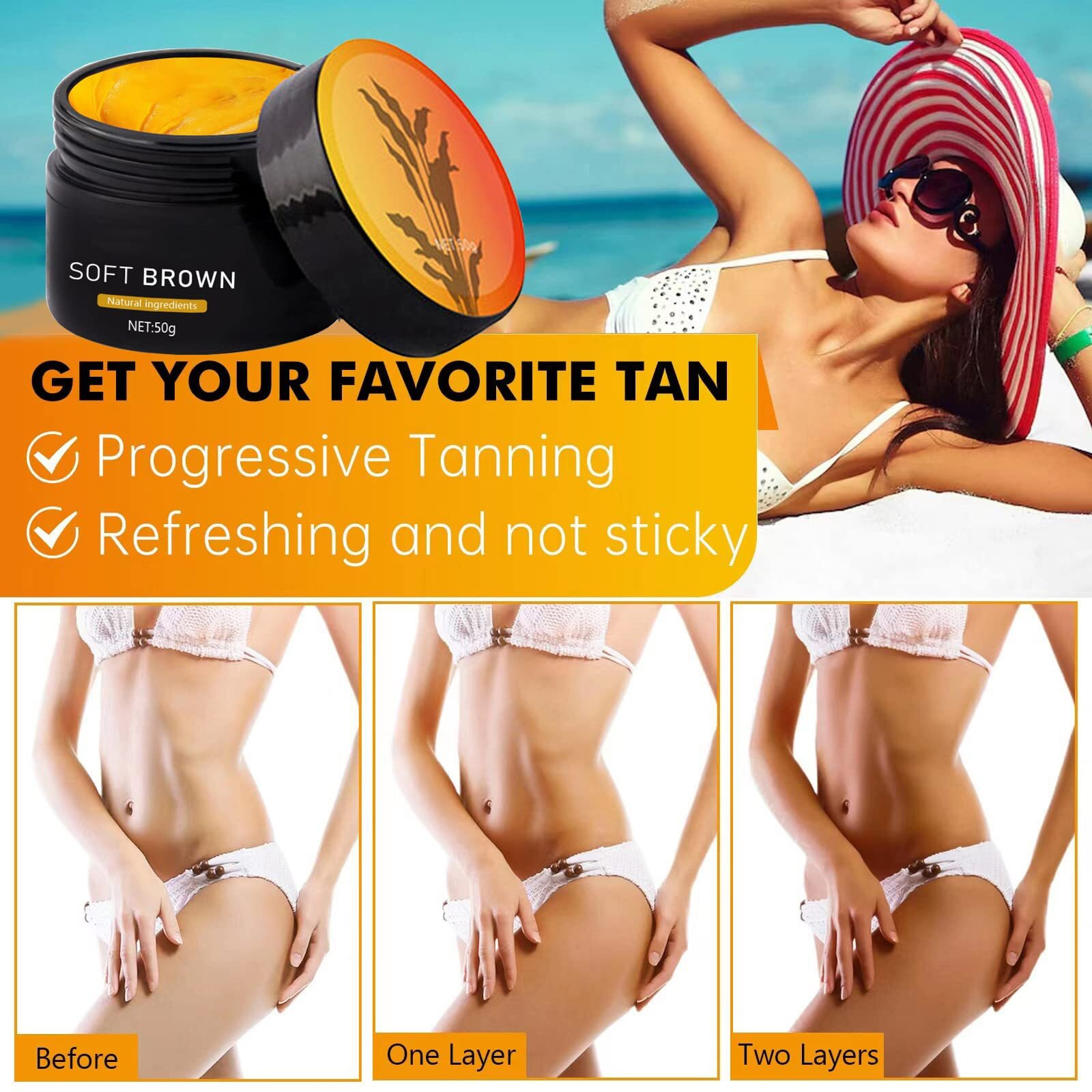 2Pcs Luxury Intensive Tanning Gel, Soft Brown Intensive Tanning Luxegel Natural Tanningaccelerator Cream Gel For Outdoor Sun, Achieve Natural Tan Skin