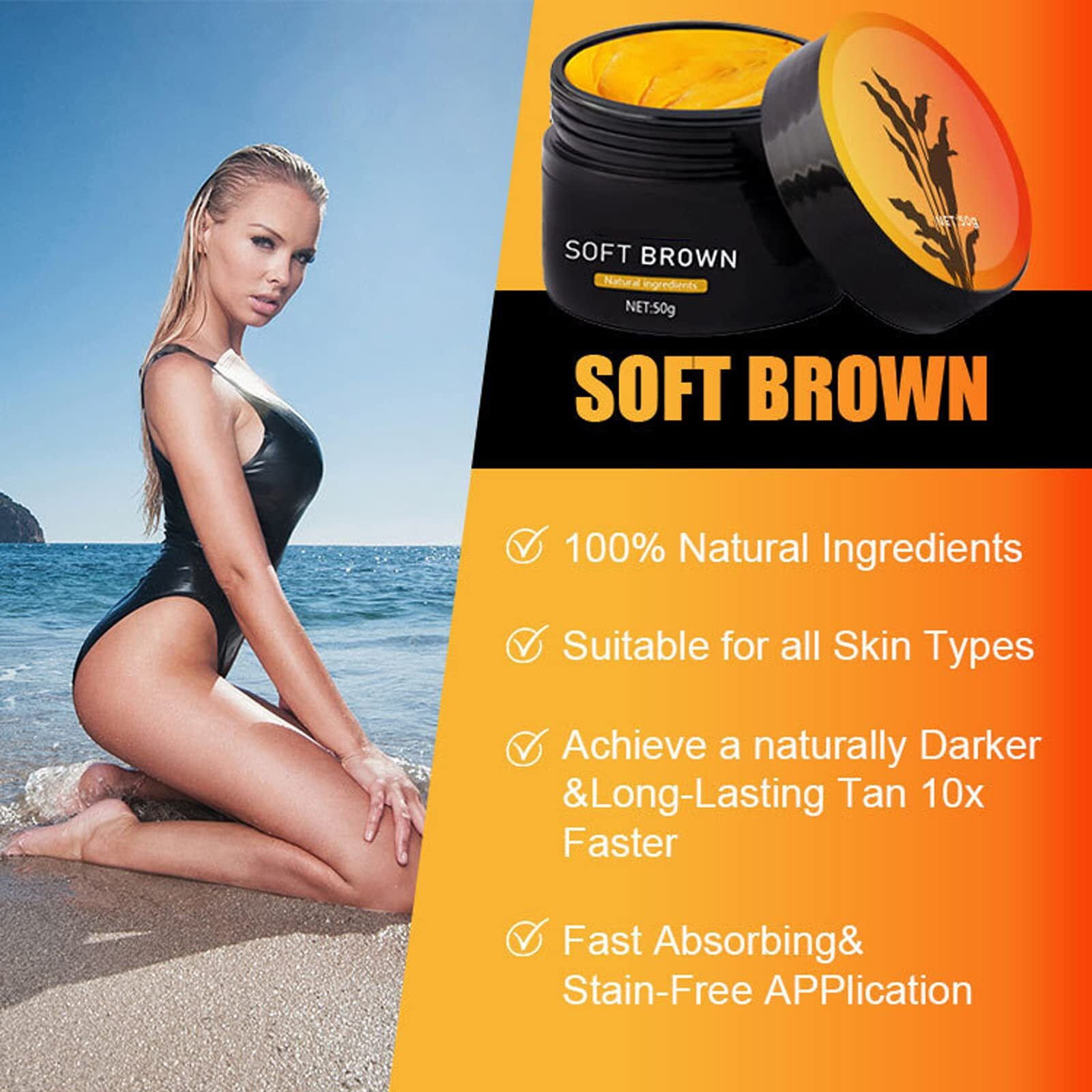 2Pcs Luxury Intensive Tanning Gel, Soft Brown Intensive Tanning Luxegel Natural Tanningaccelerator Cream Gel For Outdoor Sun, Achieve Natural Tan Skin