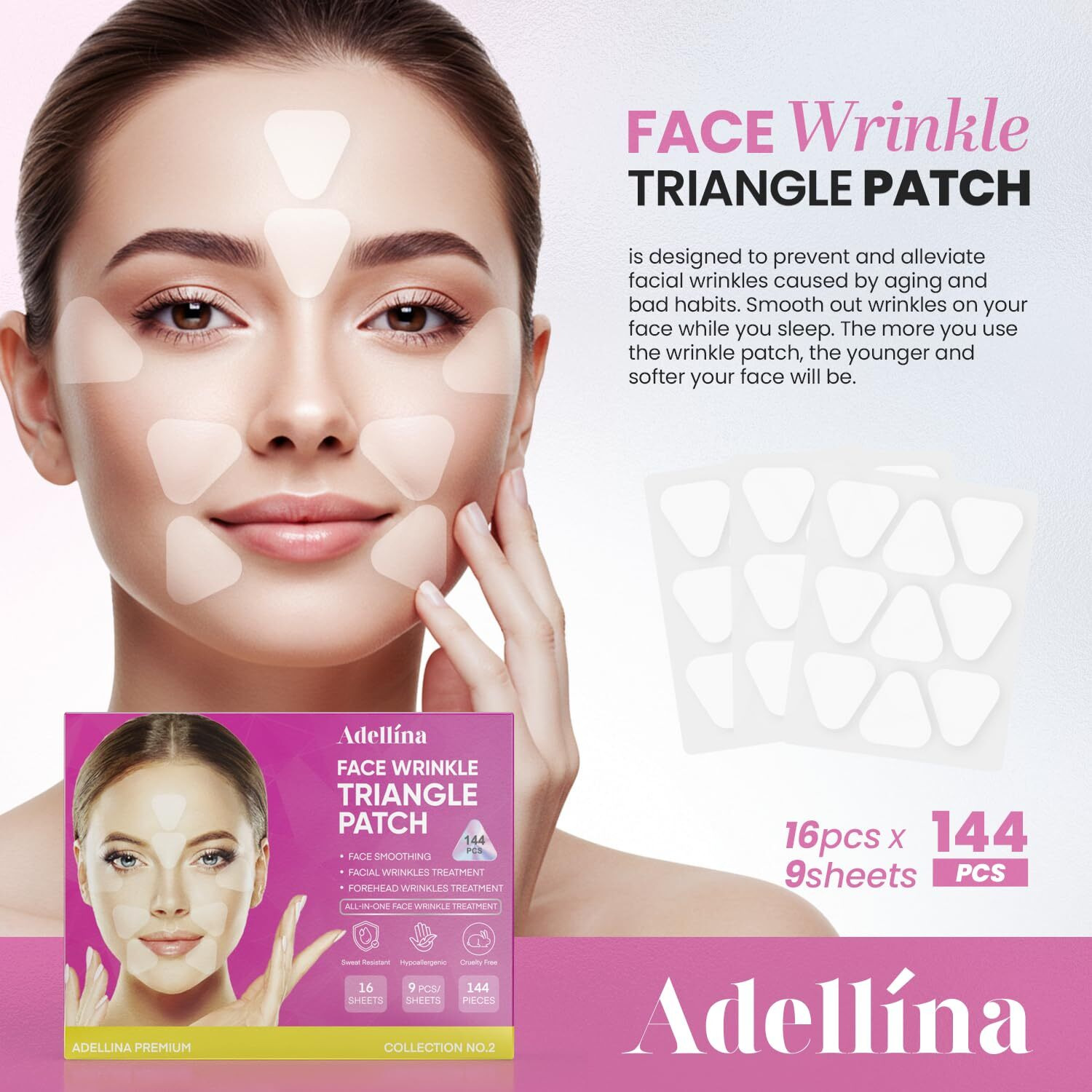 Anti Wrinkle Forehead And Facial Wrinkle Patches Anti Wrinkle Patches Overnight - Smile Line Pathces - Facial Wrinkle Patche For Forehead, Smile Line, Under Eye 144 Pcs (Purple1)