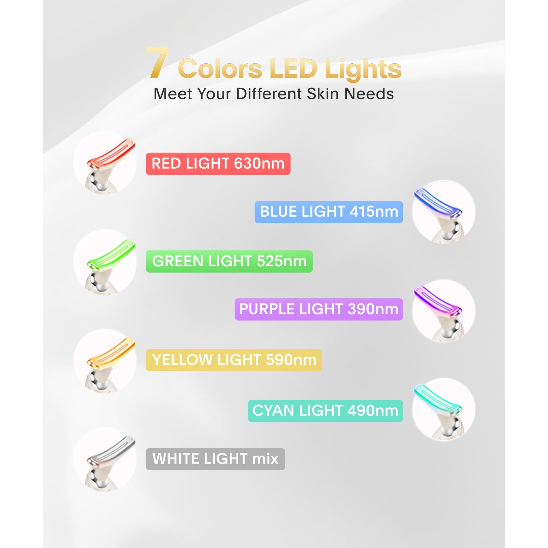 Elishine Red Light Therapy For Face And Neck, 7 Color Beauty Face Massager Tool, Vibrating Facial Massager With Thermals For Wrinkles, Double Chin, Milky White