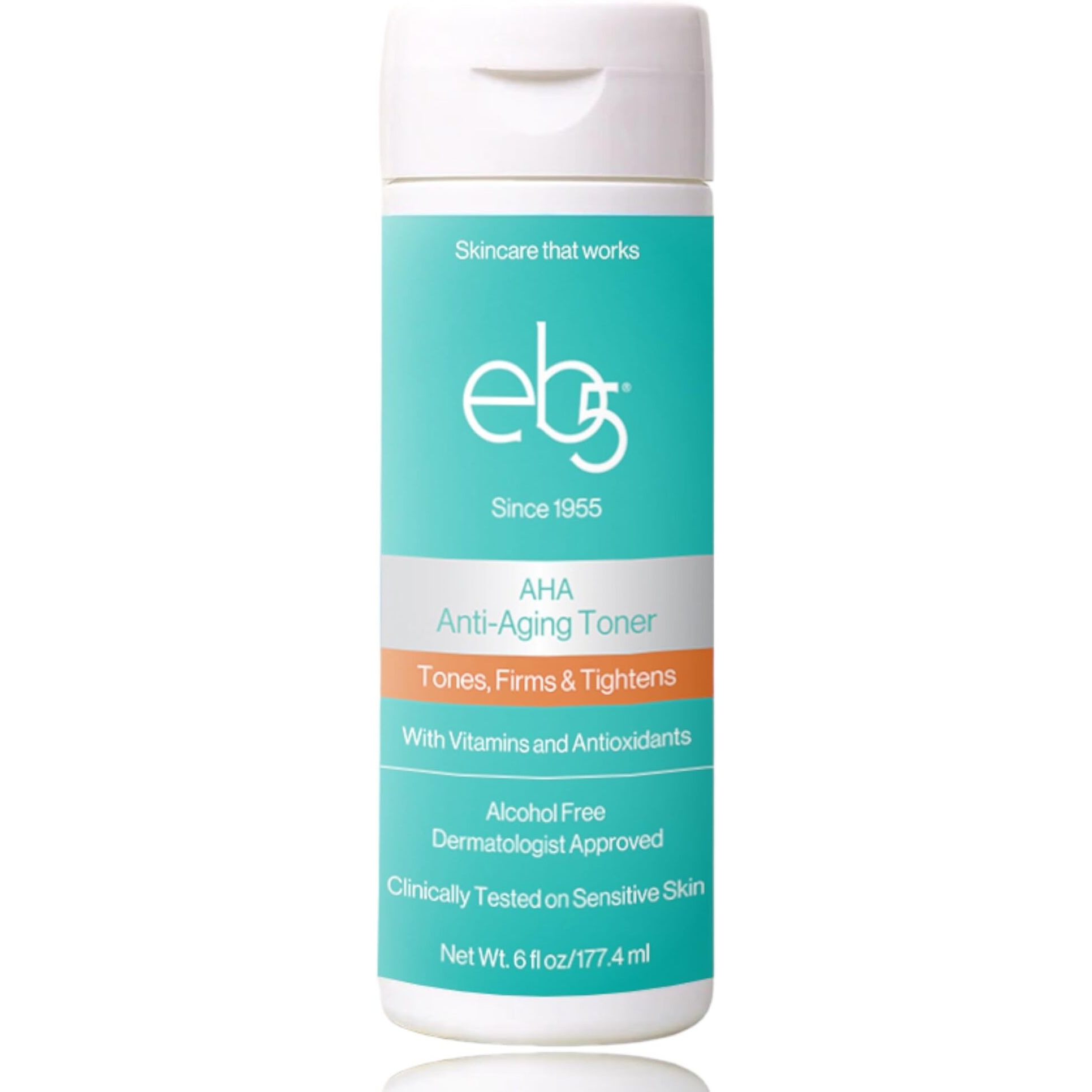Eb5 Aha Anti-Aging Facial Toner With Vitamins And Antioxidants, Tones, Firms & Tightens, Alchohol-Free, Clinically Tested On Sensitive Skin (6 Fl Oz)