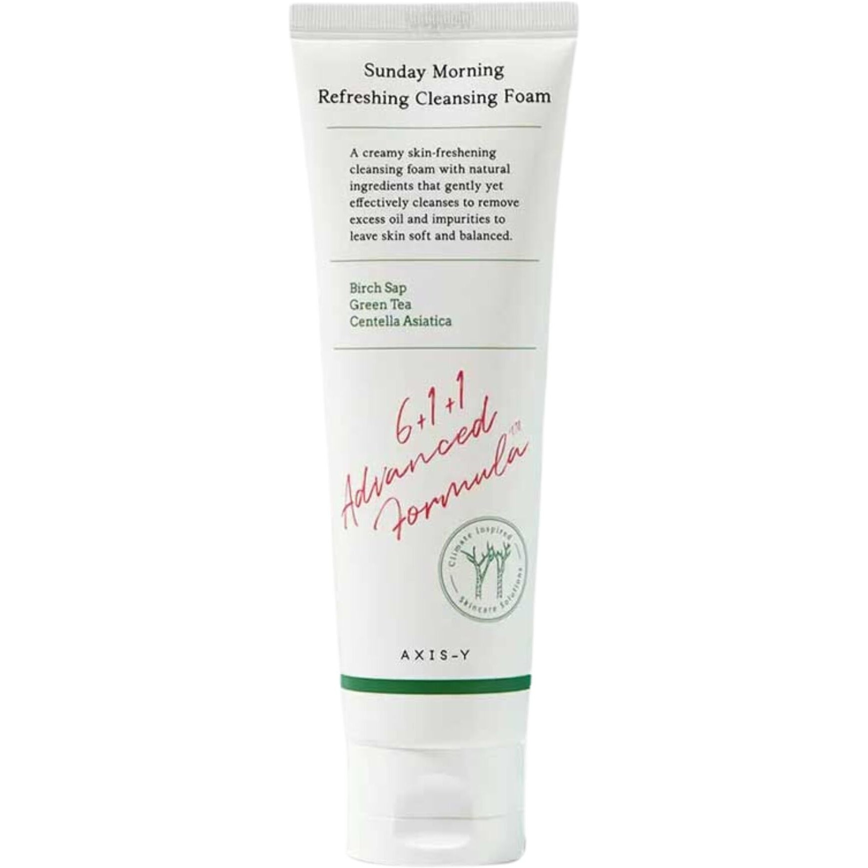 Axis-Y Sunday Morning Refreshing Cleansing Foam With Birch Sap - Hydrating & Soothing Gentle Facial Cleanser - Vegan Korean Skin Care Face Wash For All Skin Types - 4.06 Fl. Oz.