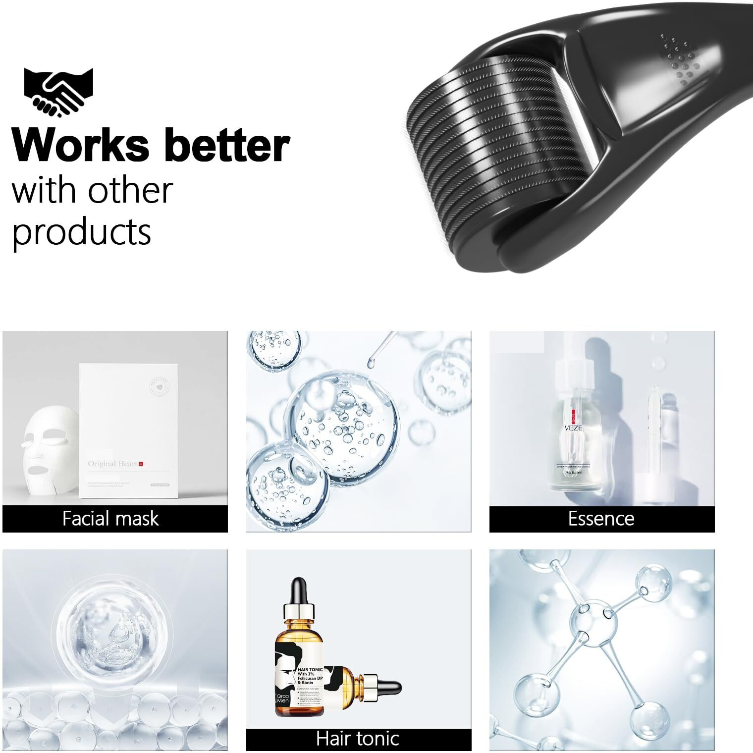 Derma Roller 540 Stainless Steel Black Microneedling Roller Facial Skin Care Home Use For Face Beauty Massage Tools