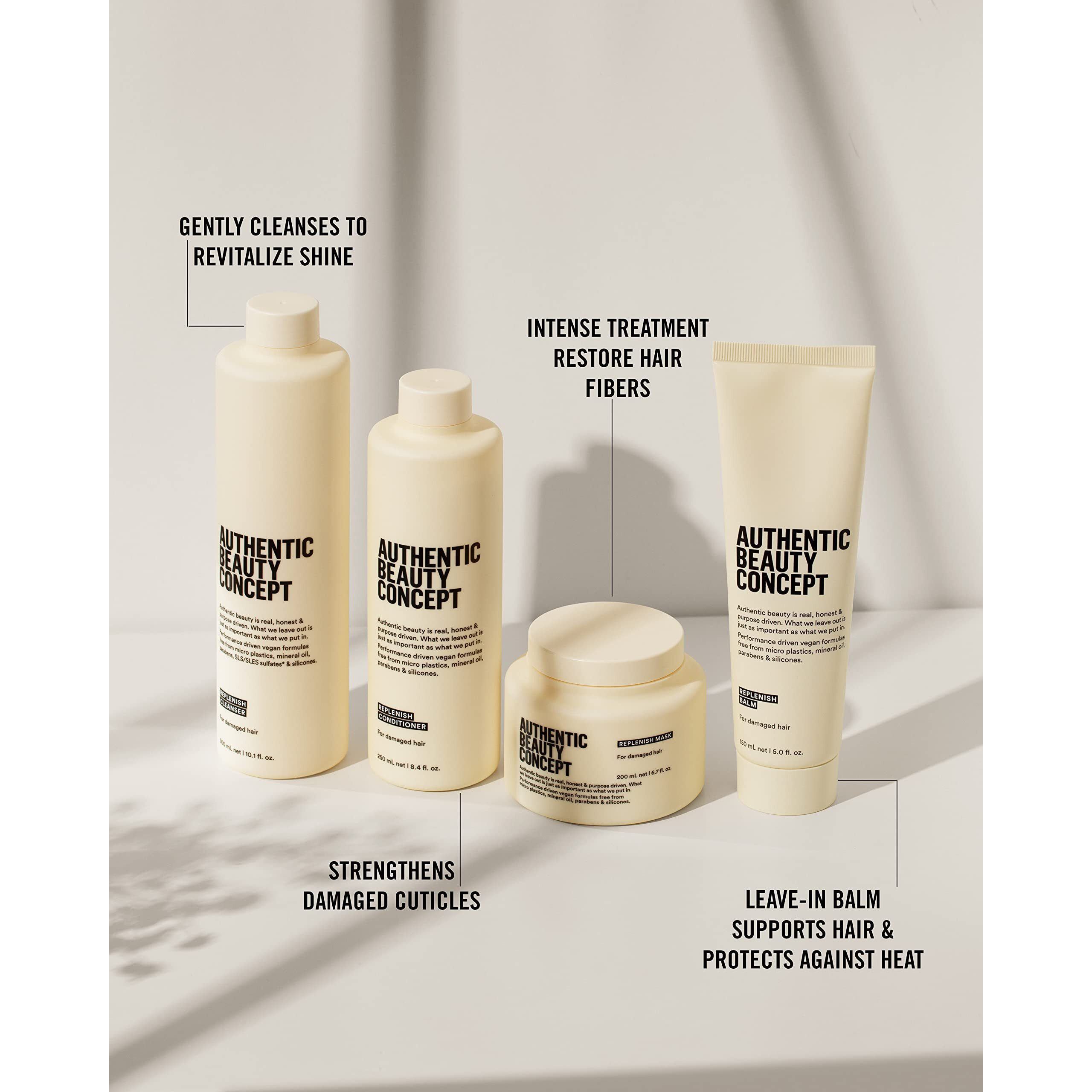 Authentic Beauty Concept Replenish Cleanser | Nourishing & Cleansing Shampoo For Damaged Hair | Strengthens Hair Fiber | Vegan & Cruelty-Free | Silicone-Free | 1.6 Fl. Oz.