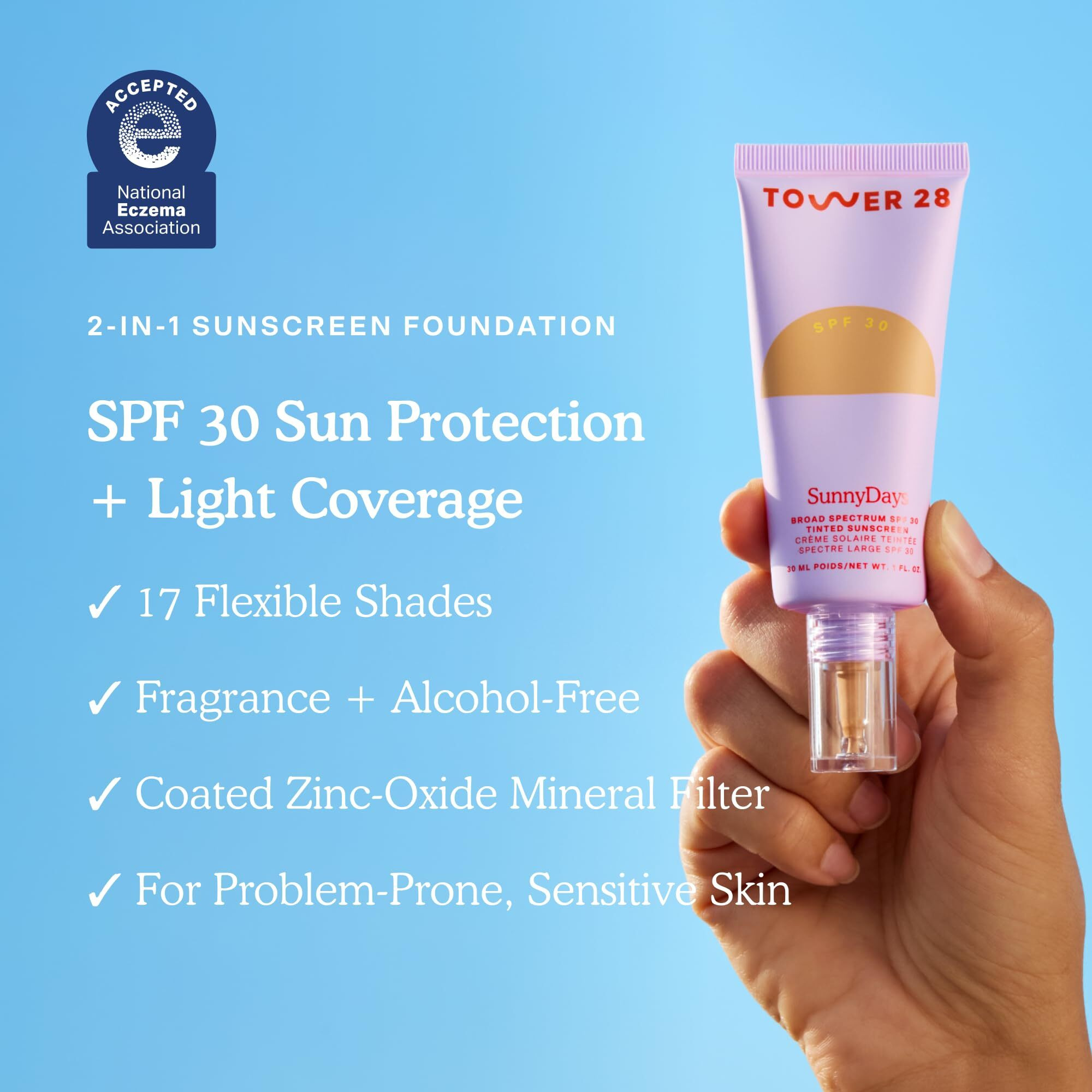 Tower 28 Beauty Sunnydays Spf 30 Tinted Mineral Sunscreen - For Sensitive Skin - 2-In-1 Facial Broad Spectrum Uva/Uvb Protection + Foundation - Shade 70 Venice, 1 Fl Oz