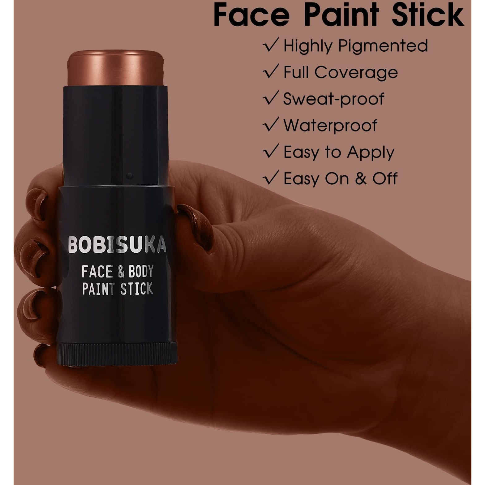 Bobisuka Brown Face And Body Paint Stick, Chocolate Brown Eye Black Stick For Sports, Waterproof Oil-Based Painting Kit For Halloween Sfx Camo Cosplay Special Effects Costume Parties Makeup