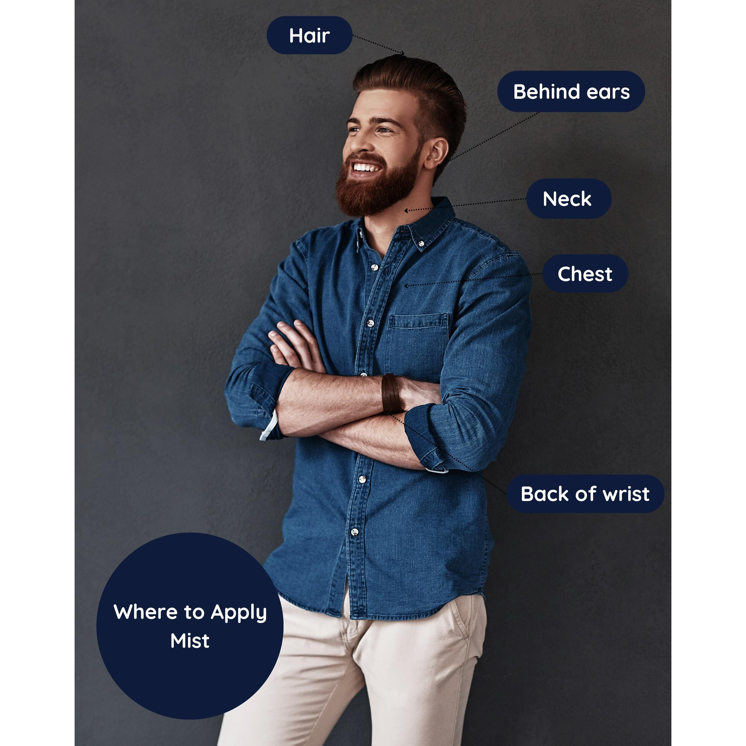 Kailuna Co. Bleu For Men Natural Hair & Body Mist Spray, Pure Essential And Fragrance Oils, Alcohol-Free, Handmade In California, 0.5Fl Oz