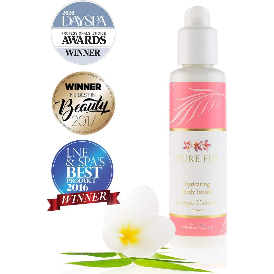 Pure Fiji Body Lotion Hydrating - Moisturizing Lotion For Dry Skin With Coconut Milk And Vitamin E, Organic Body Lotion For Women And Men, Orange Blossom Scent, 3 Oz