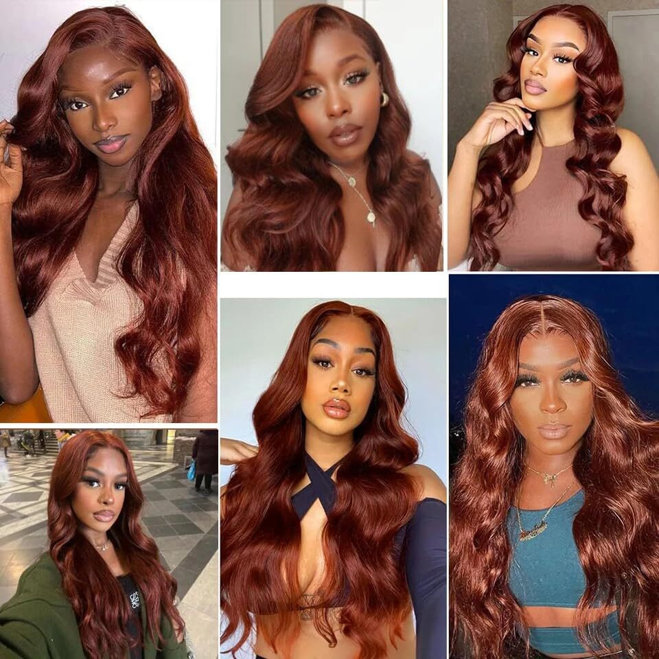 33 Copper Red Bundles Human Hair Body Wave 3 Bundles 18 20 22 Inch Unprocessed Brazilian Virgin Remy Reddish Brown Body Wave Bundle Human Hair Extensions