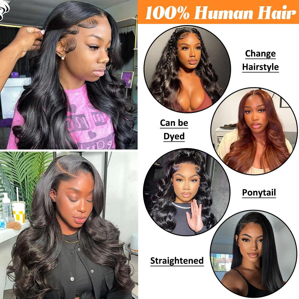 12A Human Hair Bundles 26 28 30 Inch Body Wave Bundles Human Hair 100% Unprocessed Brazilian Virgin Weave 3 Bundle Natural Black Wet And Wavy Human Hair Extensions 1B Color For Women