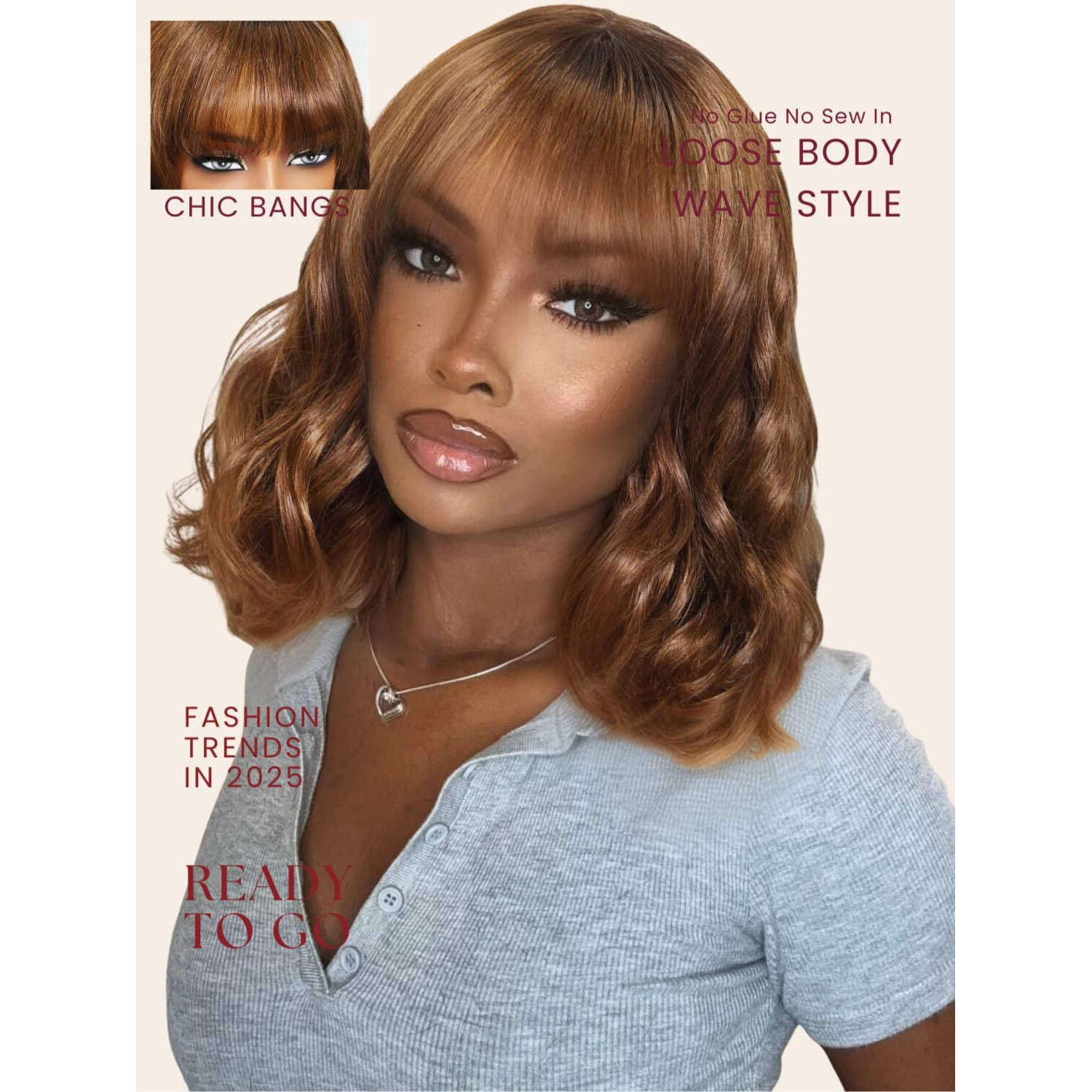 Beauty Forever Bob Wig Human Hair With Bangs Loose Body Wave Glueless 4X2 Hd Lace Chestnut Chocolate Brown With Highlight Pre Plucked Bob Wear And Go Short Wigs Beginner Friendly 150% Density 10Inch