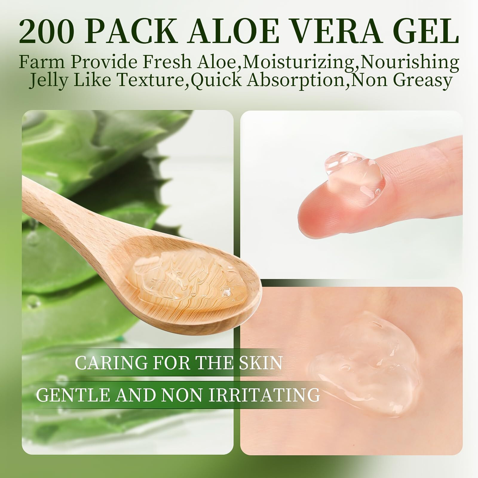200 Pack Bulk Aloe Vera Gel, 99% Pure Aloe Vera Gel For Face, Hair, Sunburn Relief, Moisturizing Aloe Gel For After Sun Skin Care Relief, Portable Travel Size Aloe Gel Suitable For All Skin Types