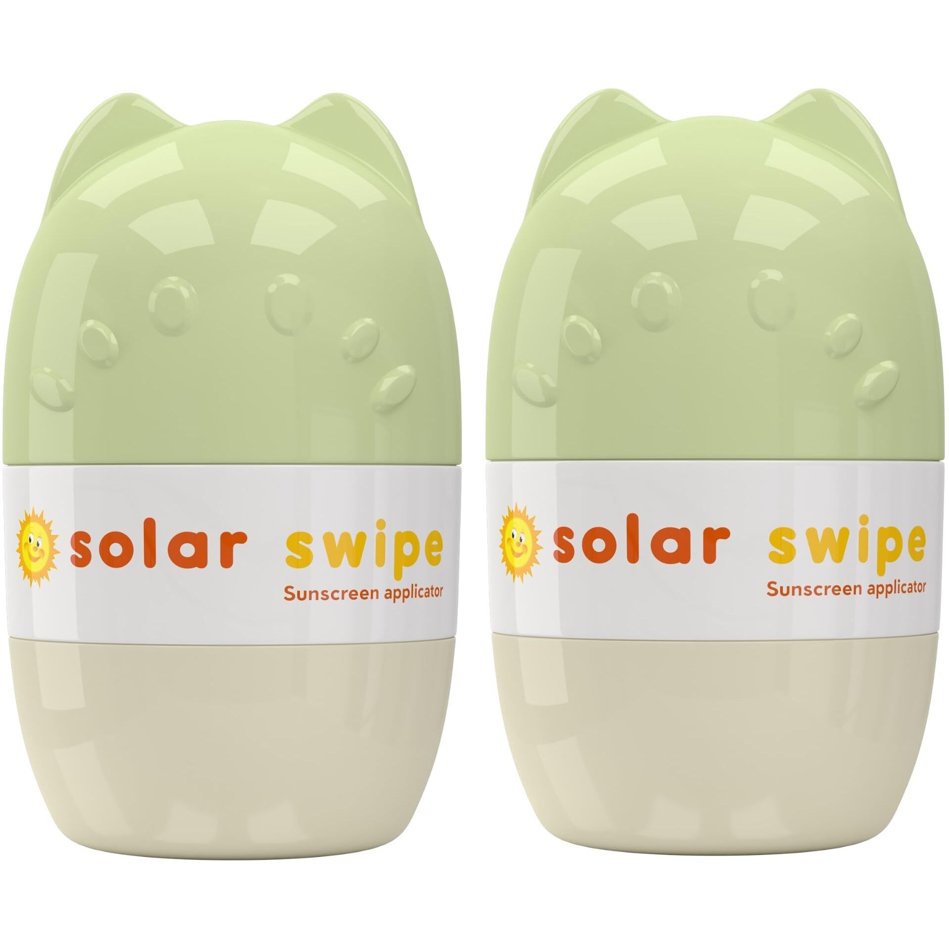 Solar Swipe Sunscreen Applicator - Refillable Roll On For Kids & Adults Mess-Free Sunscreen Roller & Sponge Dispenser Portable Sun Protection, Ideal For Travel & Outdoor Use (Olive Beige 2 Pack)