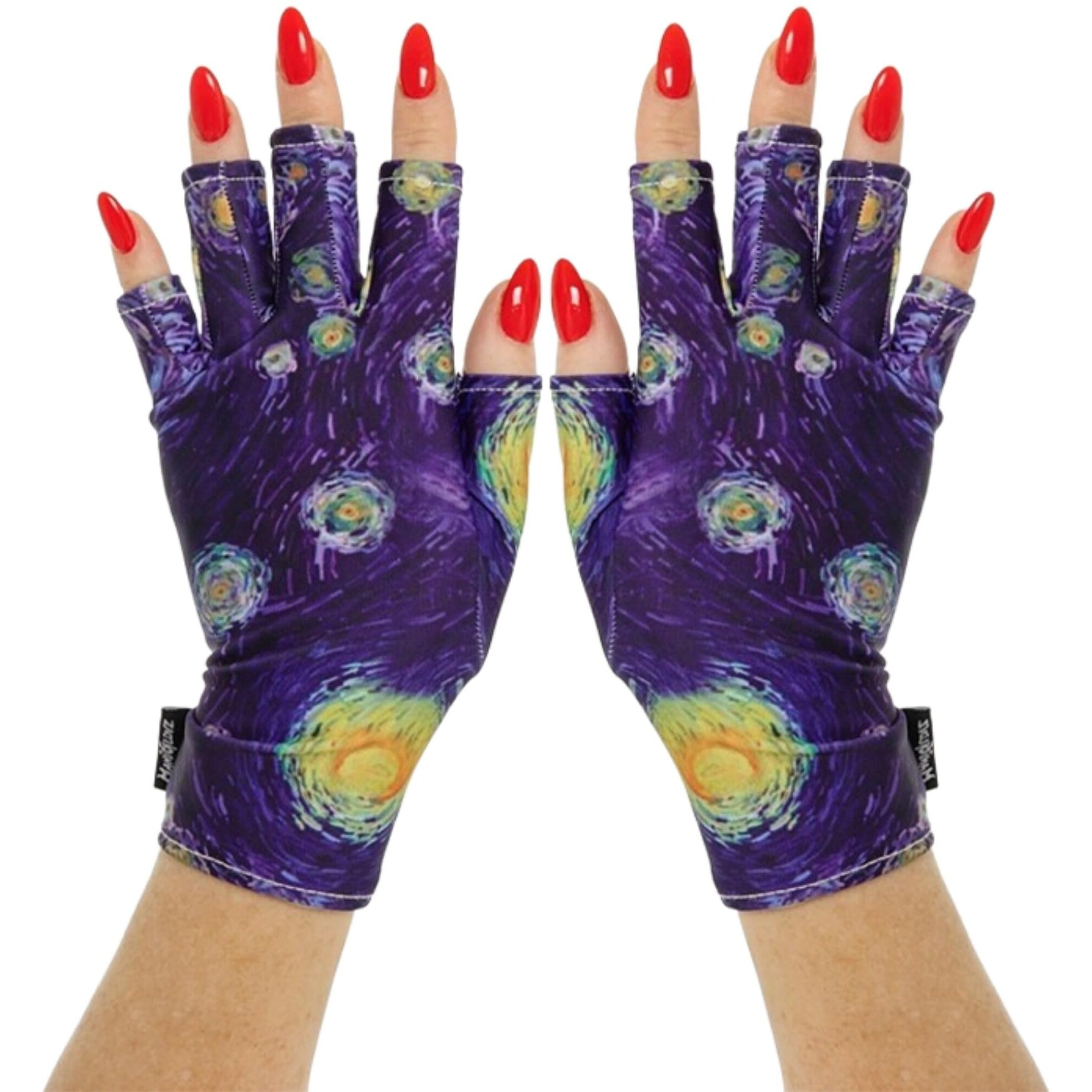 Maniglovz - The Original Upf 50+ Uv Light Protective Nail Gloves | Gel Manicure Gloves And Anti Uv Fingerless Gloves For Women | Can Be Used As Sun Protection Gloves For Driving | Starry Knight