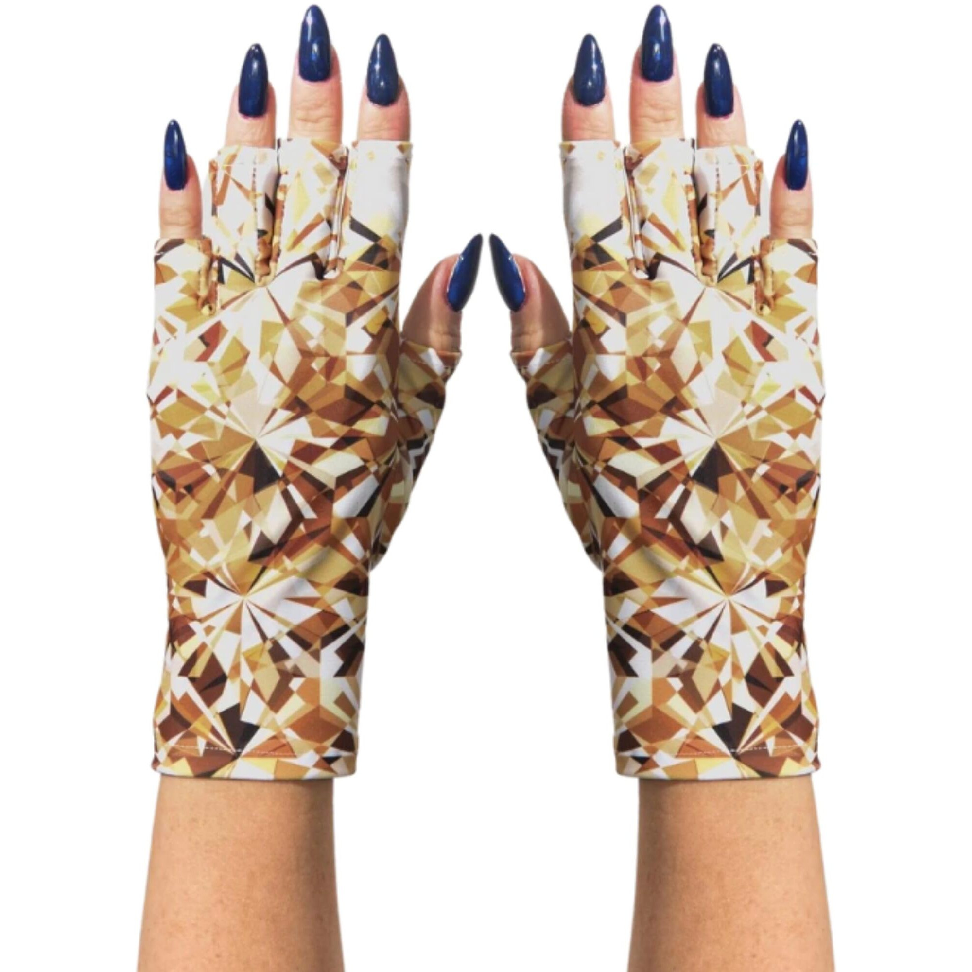Maniglovz - Original Upf 50+ Uv Light Protective Nail Gloves | Gel & Anti Uv Fingerless Gloves For Women | Sun Protection For Driving | Glitz And Glam Print