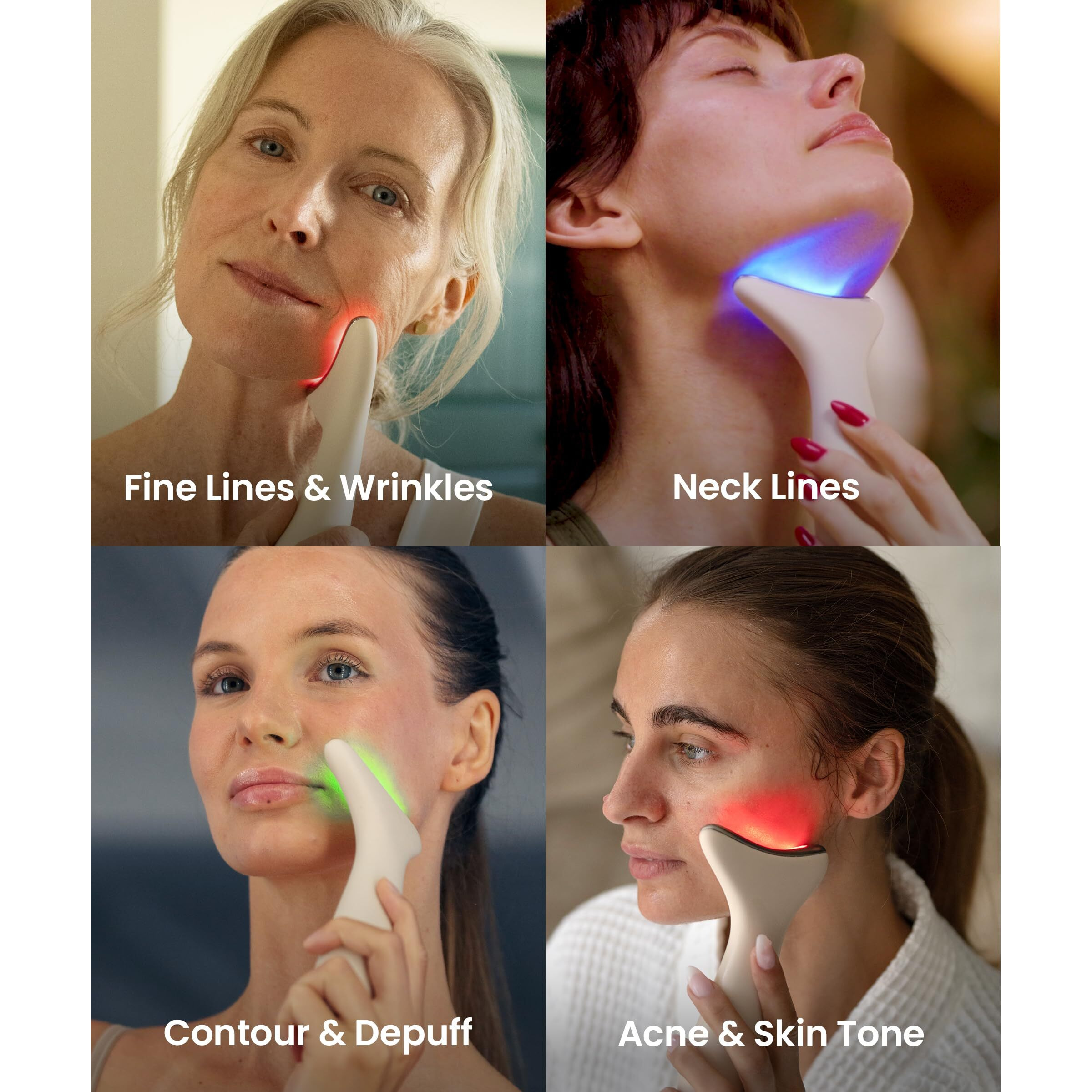Revo Genie | Face & Neck Beauty Massager With Ultra Powerful Leds For Wrinkles, Fine Lines, Puffy Skin, Uneven Skin Tone, Lymphatic Drainage, Lifting & Firming Facial Sculpting Tool With Light Therapy