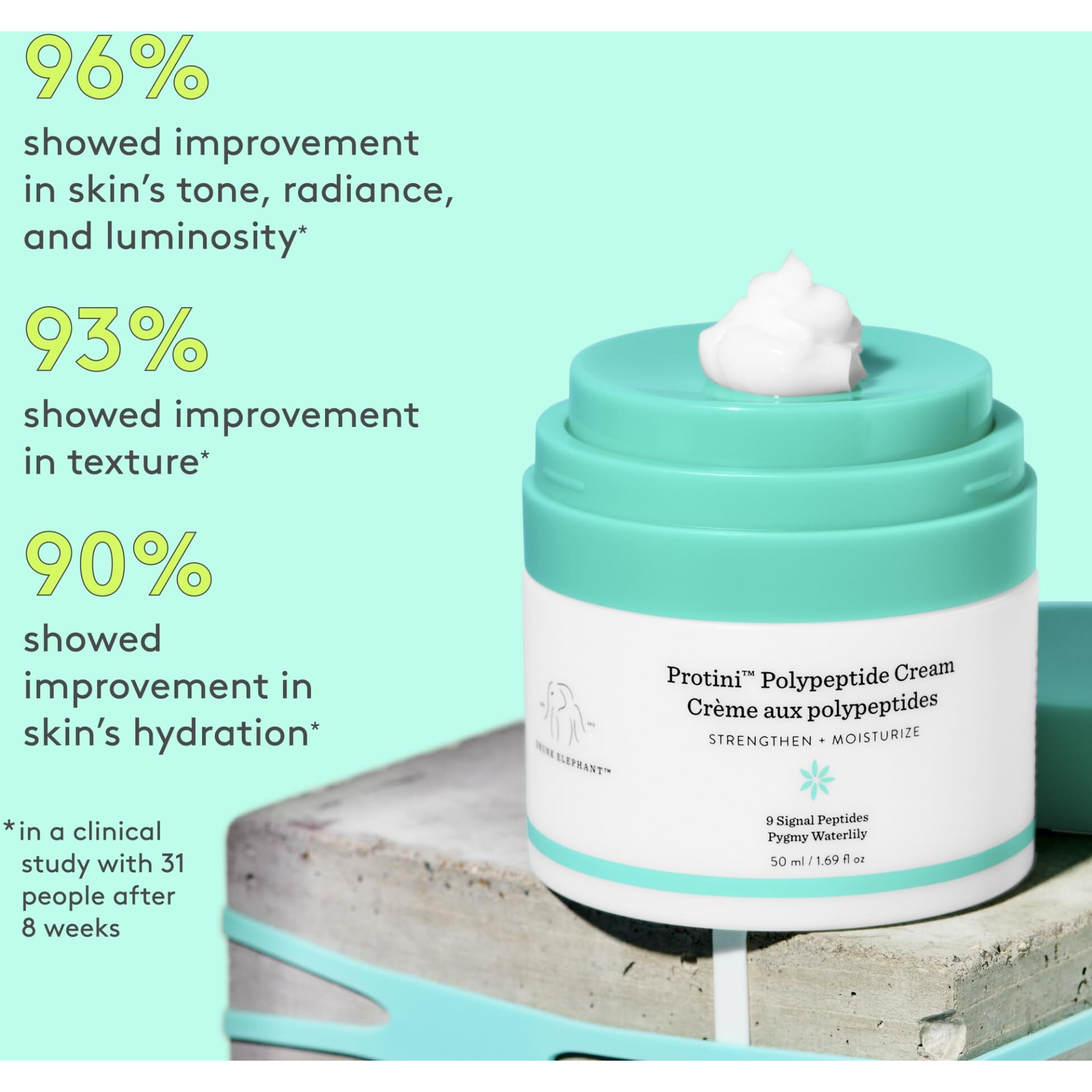 Drunk Elephant Protini Polypeptide Cream Bundle - 50 Ml/1.69 Fl Oz - Firming Moisturizer - Beste No. 9 Jelly Cleanser - 150 Ml/5 Fl Oz - Gel Face Wash - Cruelty-Free - Dermatologist-Tested